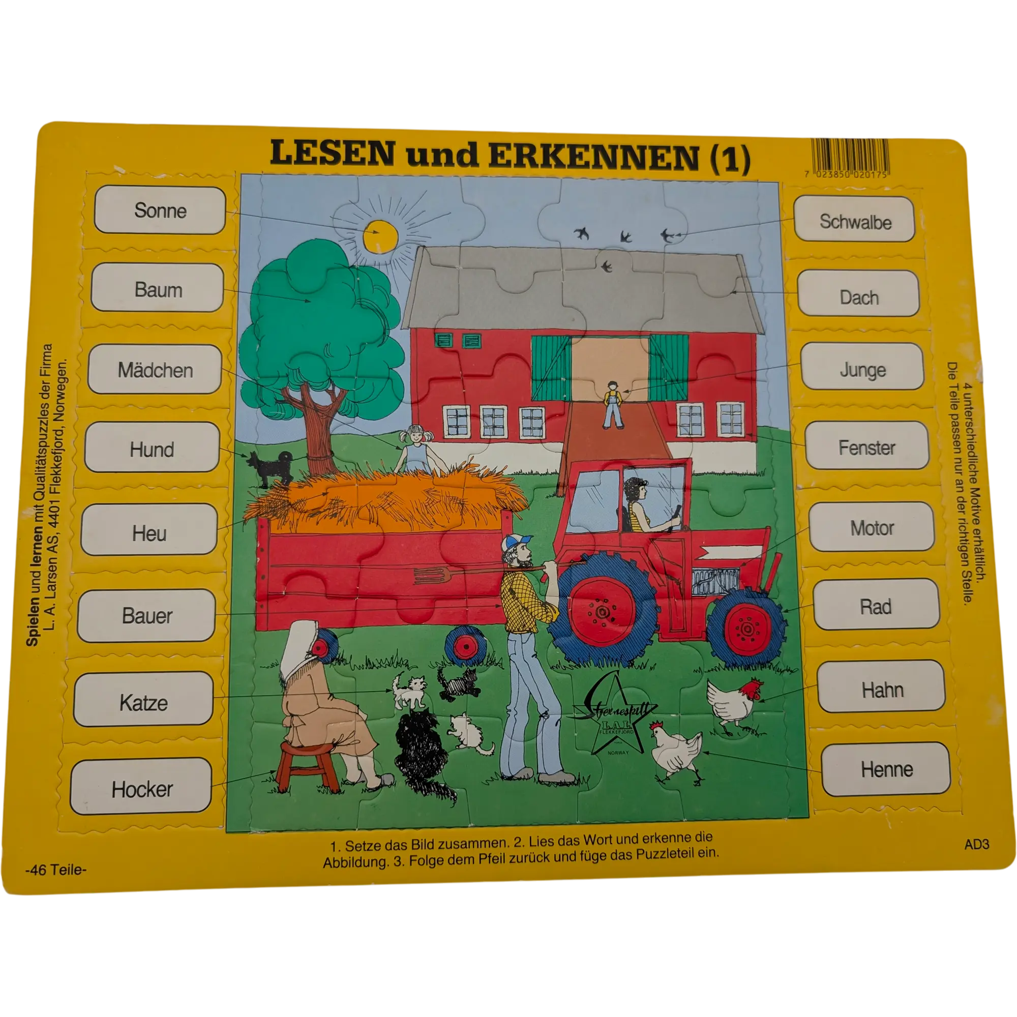 Larsen Rahmenpuzzle Lesen und Erkennen Bauernhof Puzzle 46 Teile