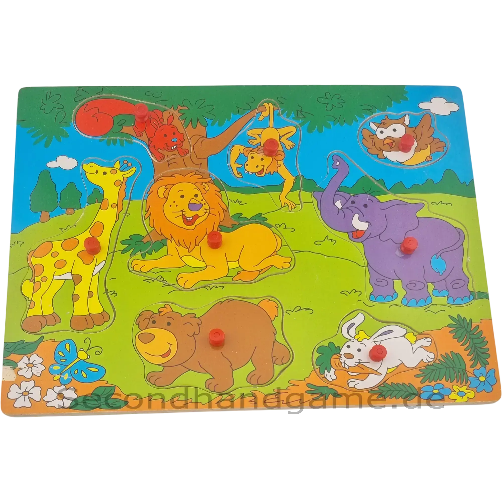 Holzpuzzle Steckpuzzle Tiere mit Griffknöpfen 8 Teile