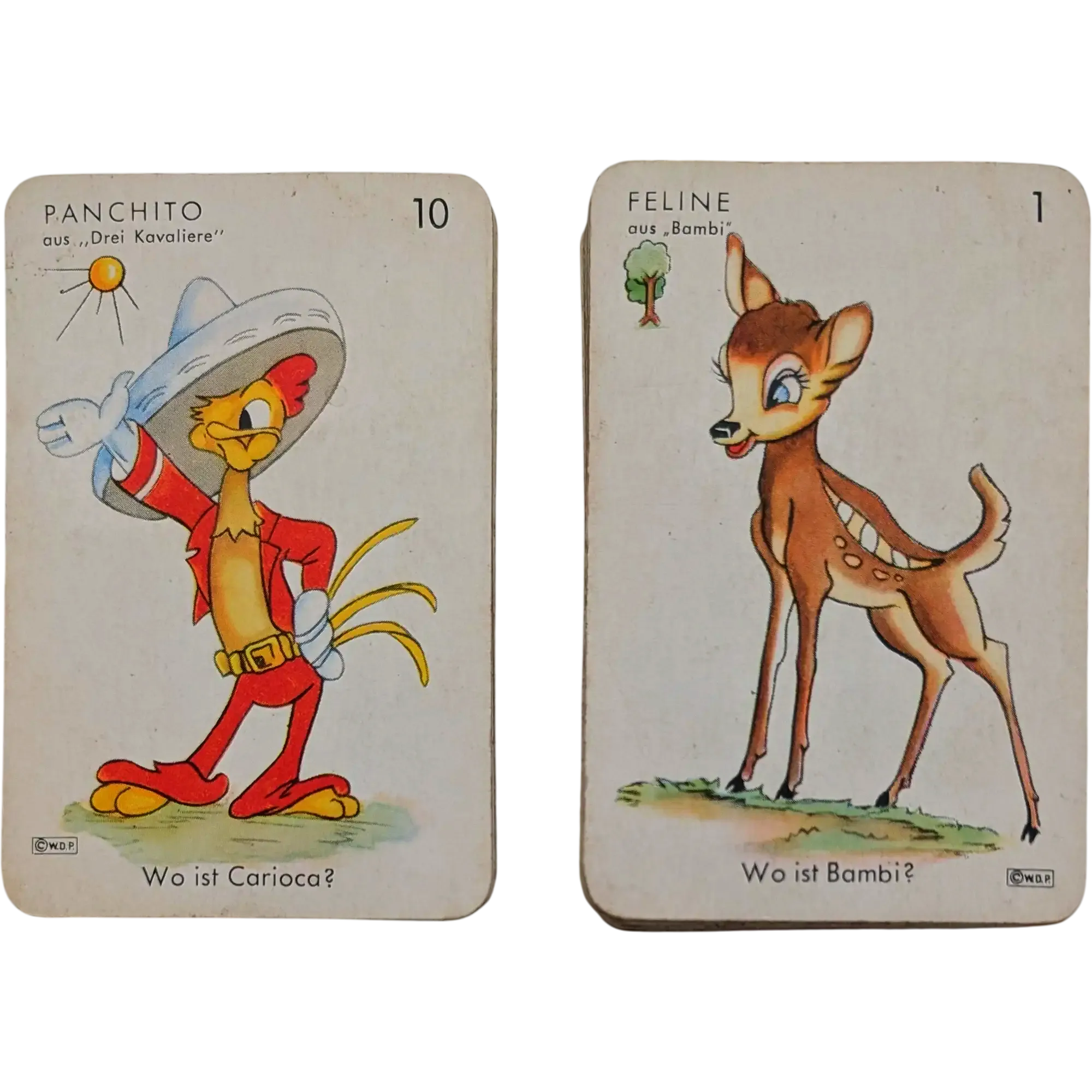 Schwarzer Peter Walt Disney Productions W.D.P. Wolf heult den Mond an Vintage Kartenspiel in Kunststoffbox, Ansicht 2