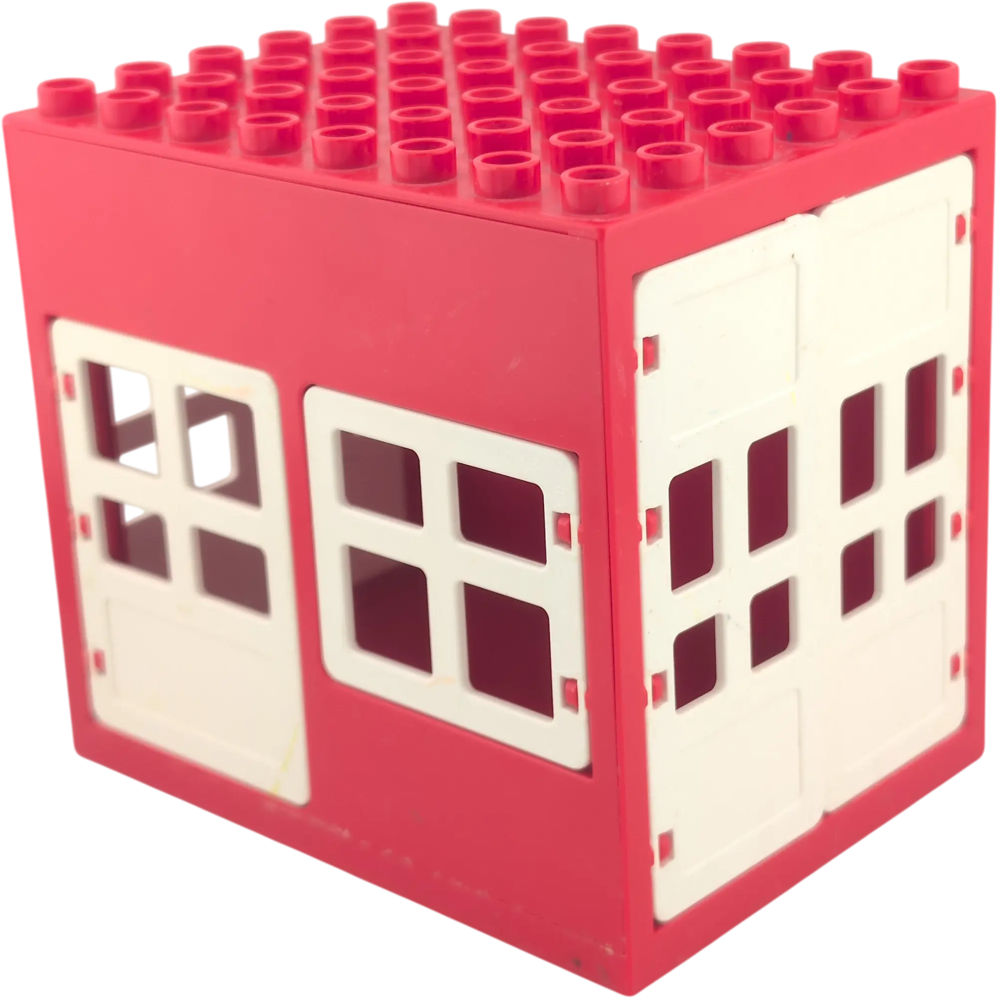 Lego Duplo Rot Verkaufsstand Kiosk Feuerwache mit 5 Türen und einem Fenster Weiß 6x8
