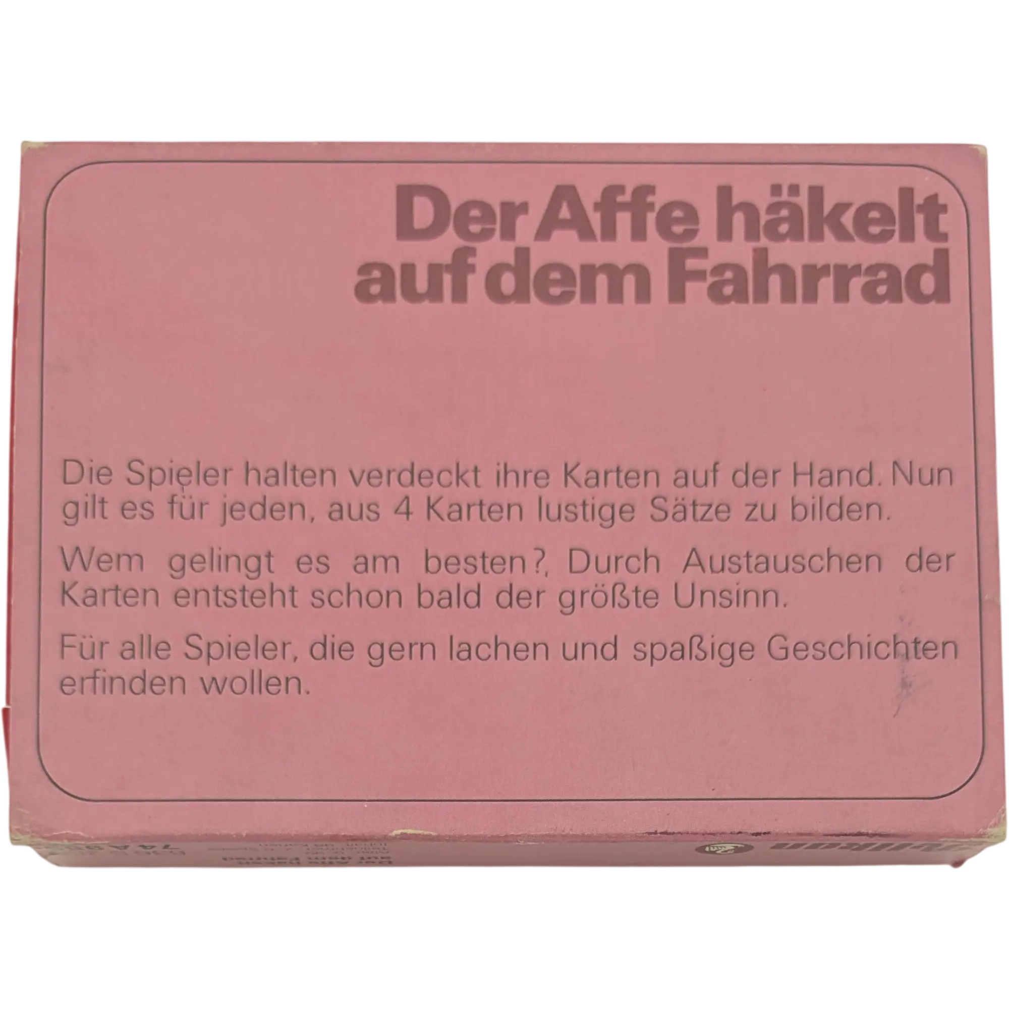Pelikan der Affe häkelt auf dem Fahrrad Lustiger Unsinn, Satz für Satz