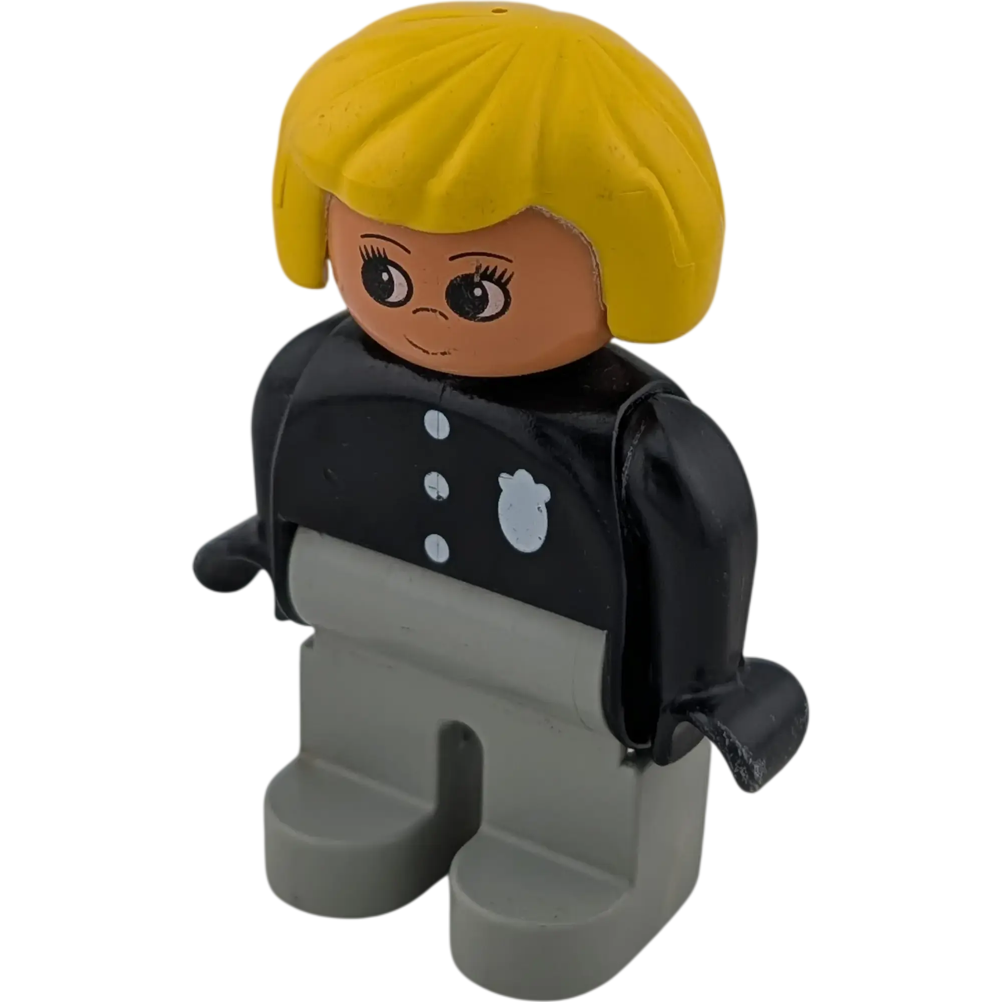 Lego Duplo 4555 Polizistin mit grauer Hose schwarzem Oberteil blonde Haare
