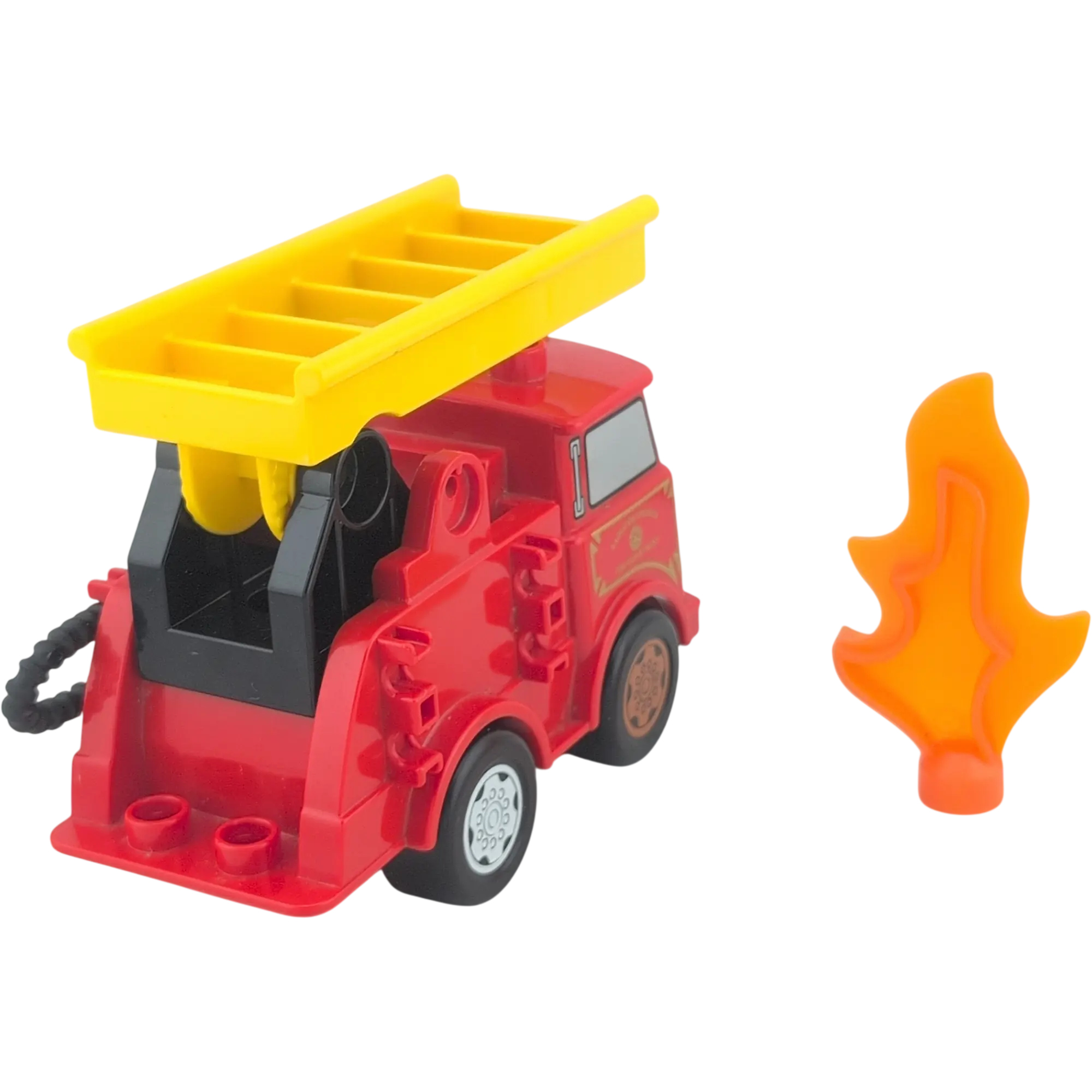 Lego Duplo Disney Feuerwehrauto Rot mit Leiter Schlauch an der Seite und Flamme