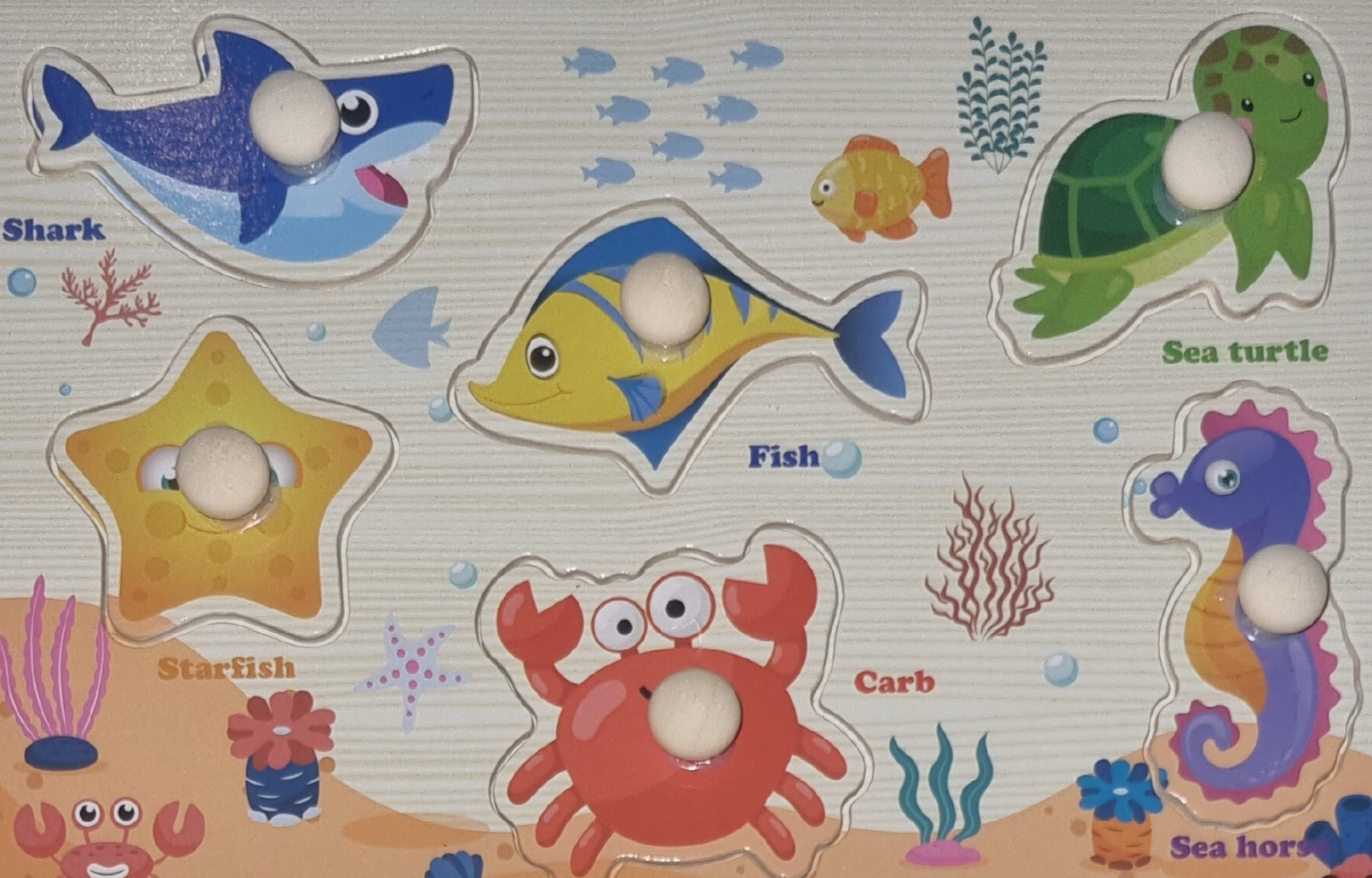 Holzpuzzle 6 Teile Griffpuzzle Wassertiere