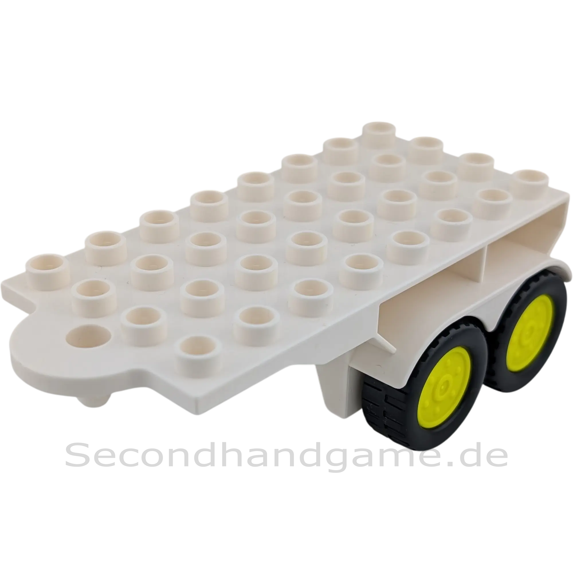 Lego Duplo 422H5 Anhänger Weiß mit Schwarz Neongelben Rädern