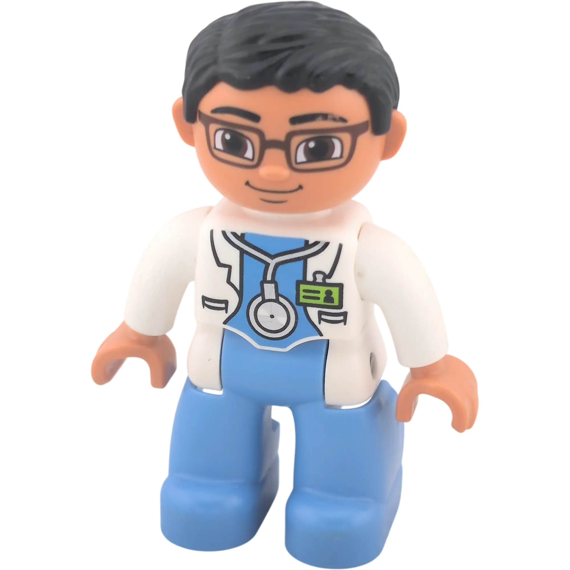 Lego Duplo 350H3 Sanitäter Arzt Pfleger mit Stethoskop weißer Kittel hellblaue Hose, Brille