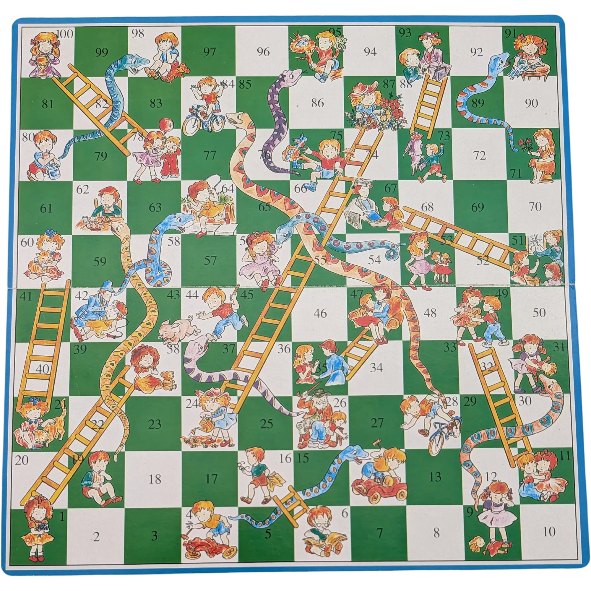 Spielplan Spielbrett Backgammon und Schlangen und Leiterspiel mit Kindermotiven beidseitig bedruckt, Ansicht 2