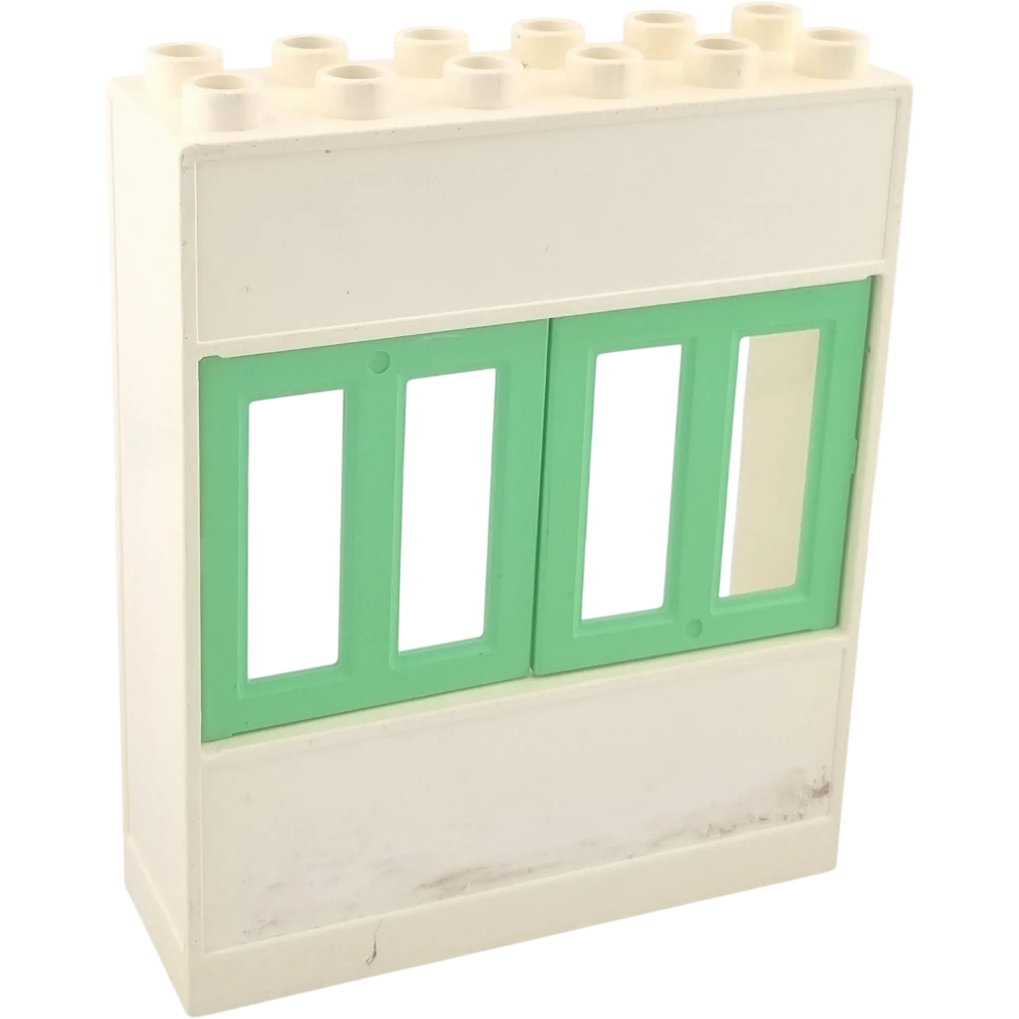 Lego Duplo 6480 Hauswand 2x6 Weiß mit zwei grünen Fenstern