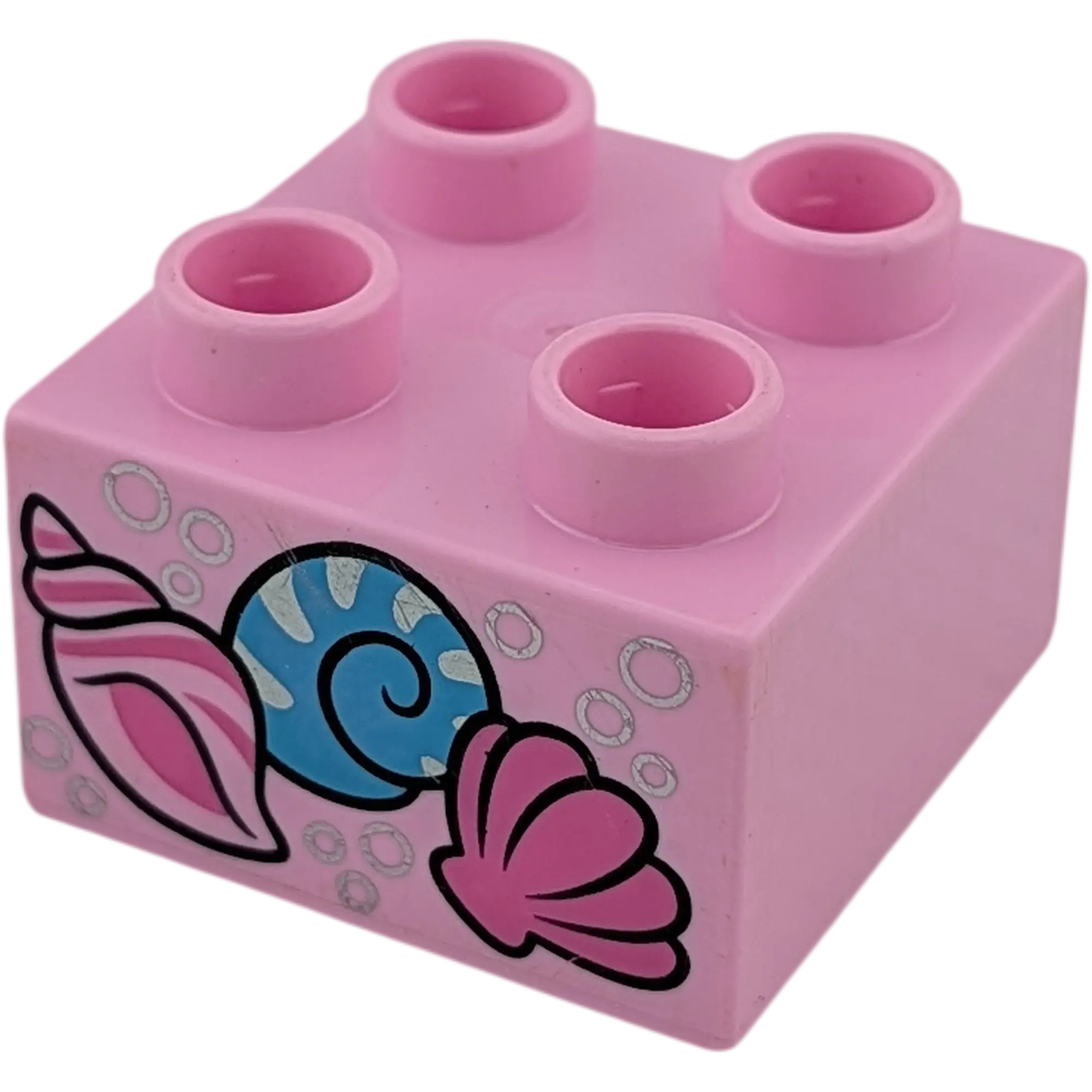 Lego Duplo 2x2 Stein Rosa mit drei Muscheln 3437