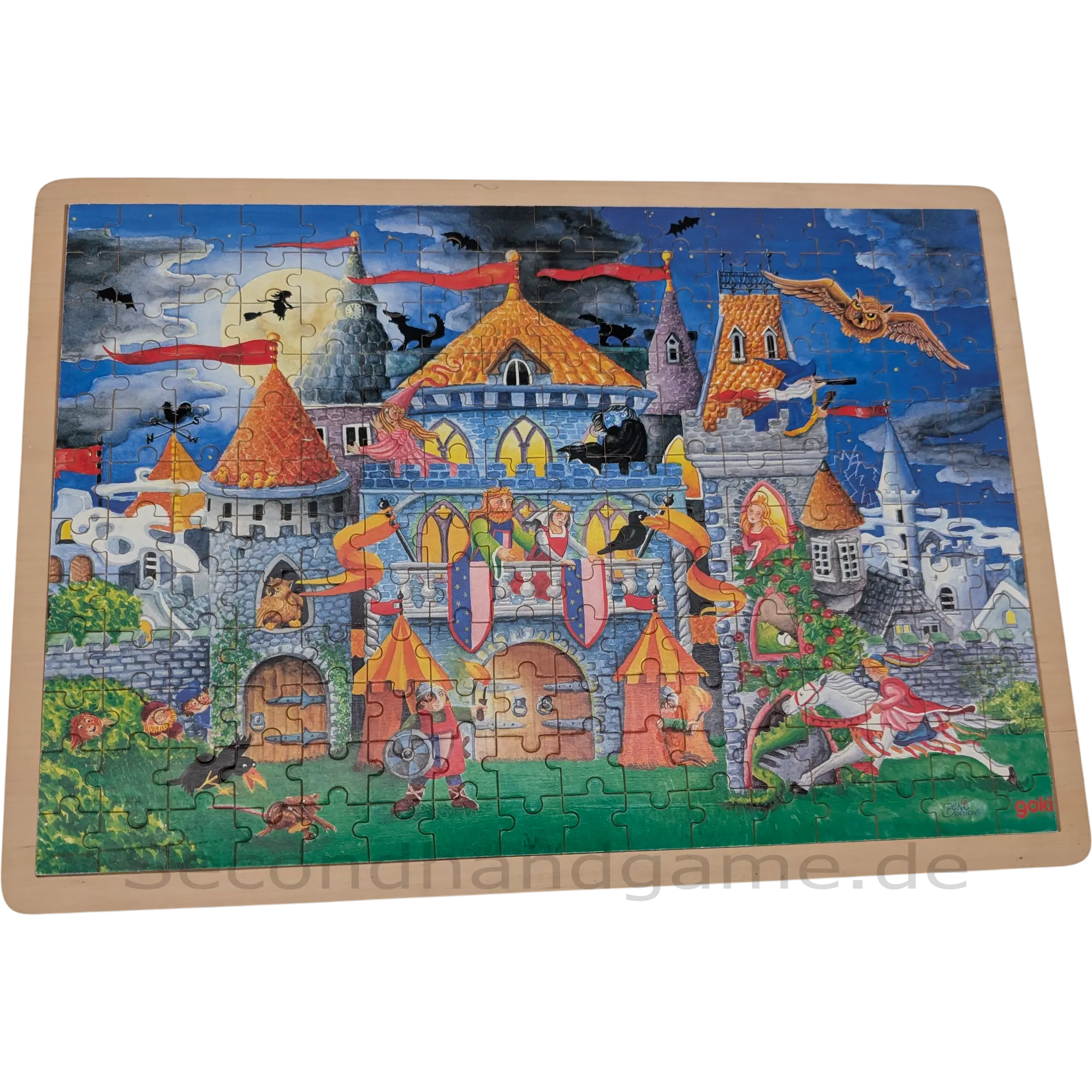 Goki Holzpuzzle Ritterburg 192 Teile, ab 6 Jahren XXL Rahmenpuzzle aus Holz