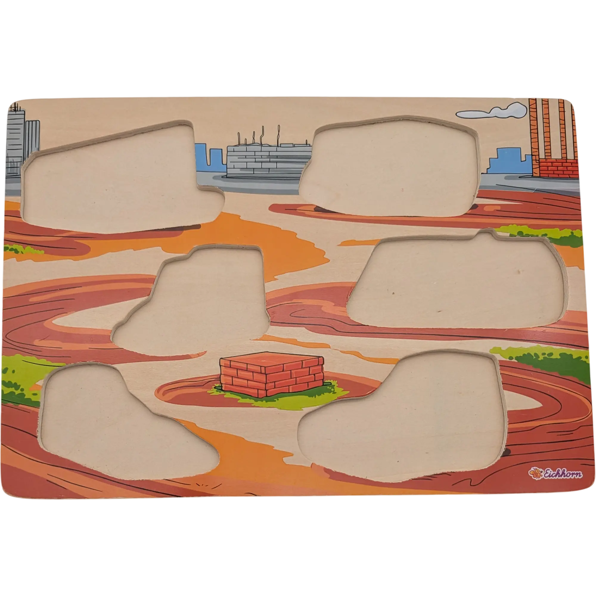 Eichhorn Steckpuzzle Holzpuzzle 6 Teile Baustellenfahrzeuge, Ansicht 2