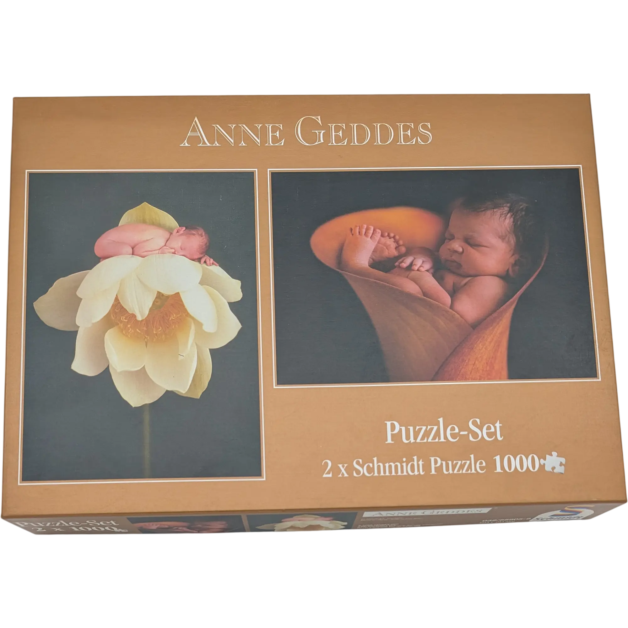Schmidt Puzzle-Set 2x1000 Teile Anne Geddes 55805 Baby in Seerose