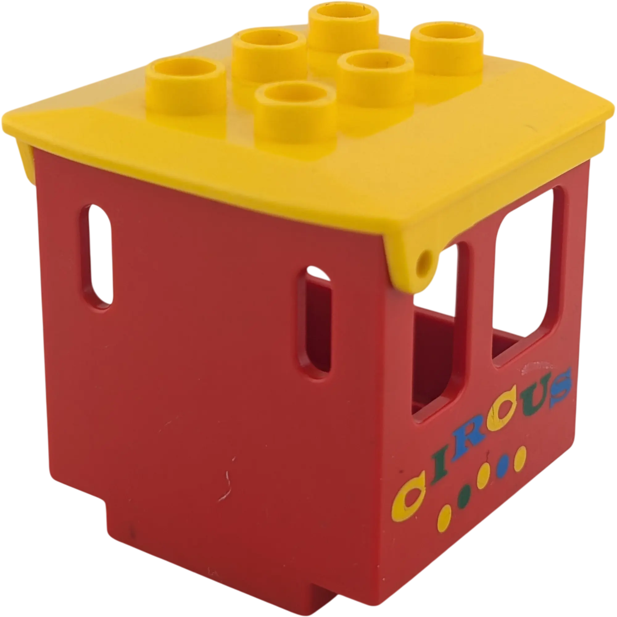 Lego Duplo 4544 Aufsatz Rot Kabine Führerhaus mit Aufschrift Circus und gelbem Dach und Kreisen