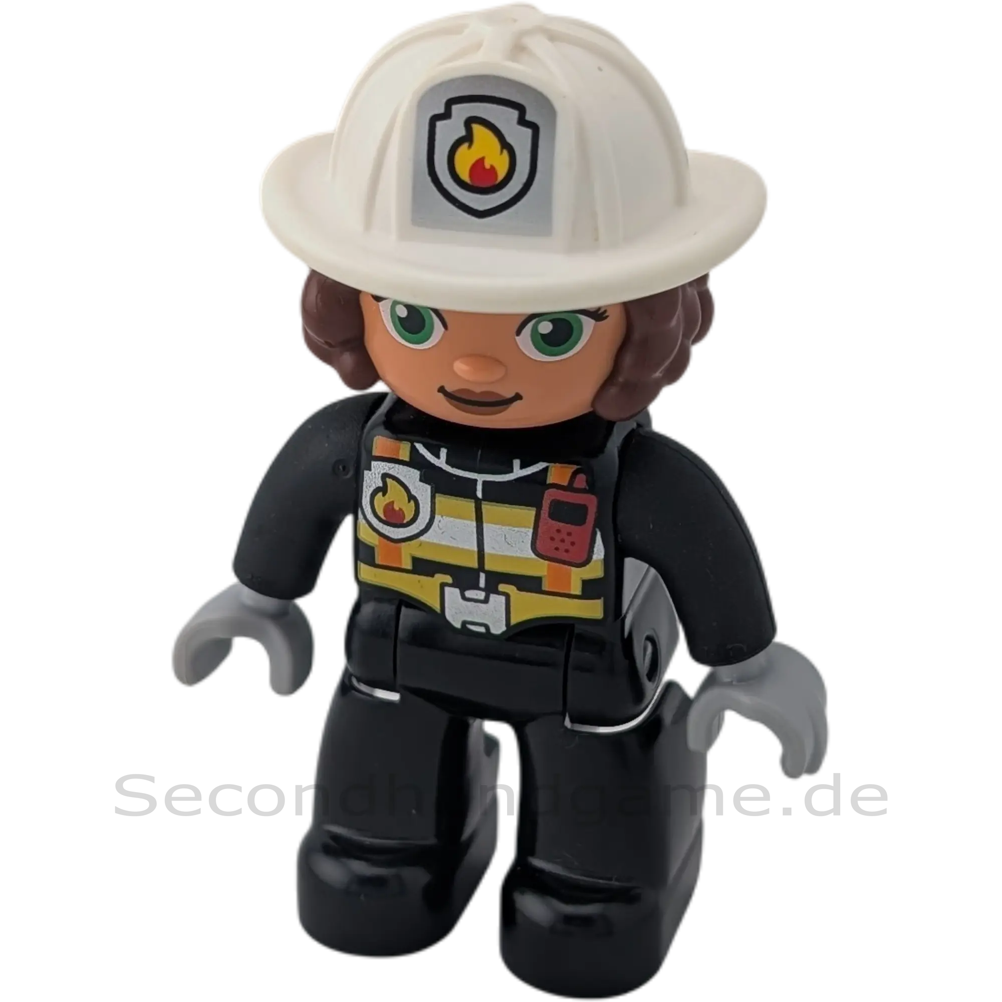 Lego Duplo 650H0 Feuerwehrfrau  Helm Weiß mit Walkie Talkie mit Locken