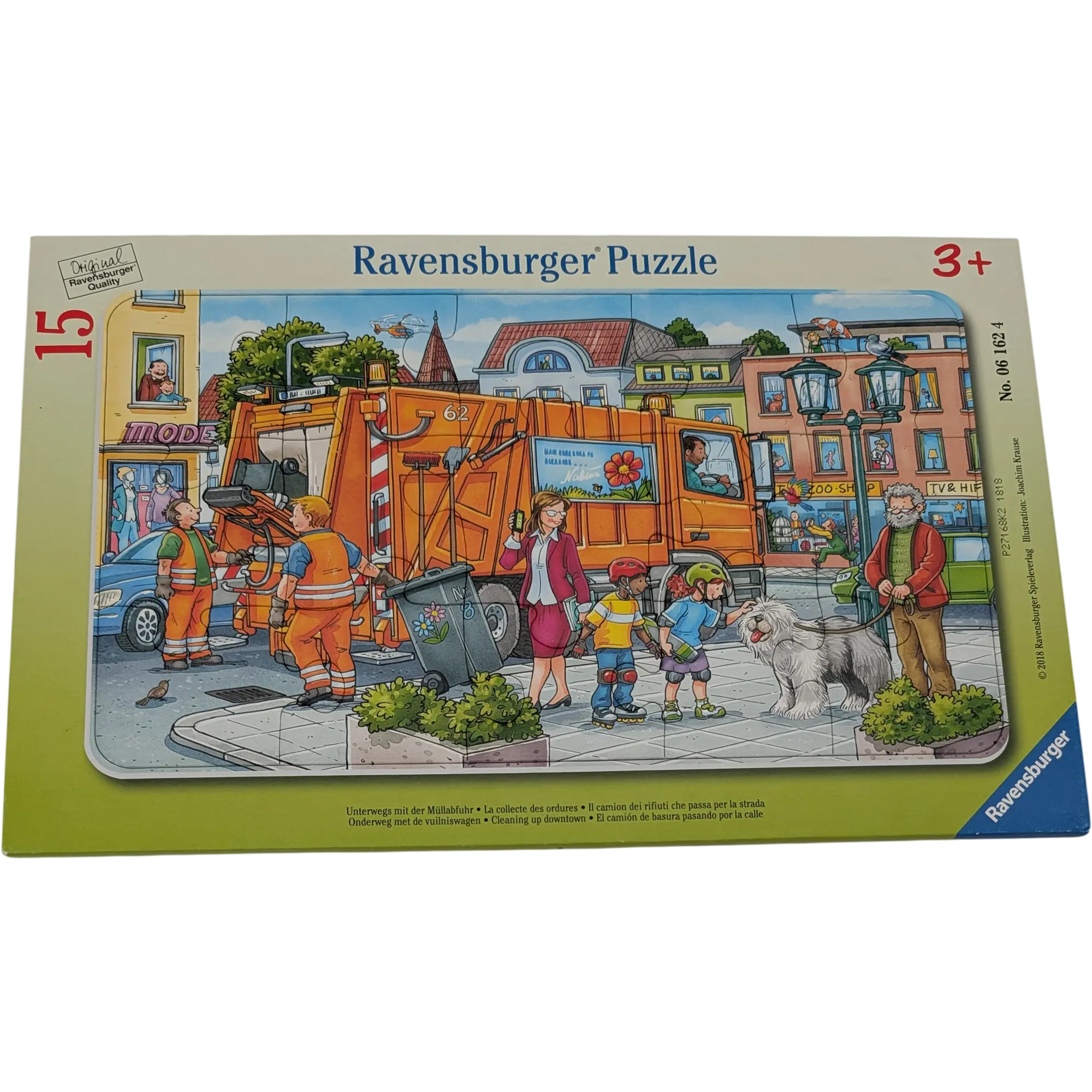 Ravensburger Rahmenpuzzle 061624 Unterwegs mit der Müllabfuhr 15 Teile