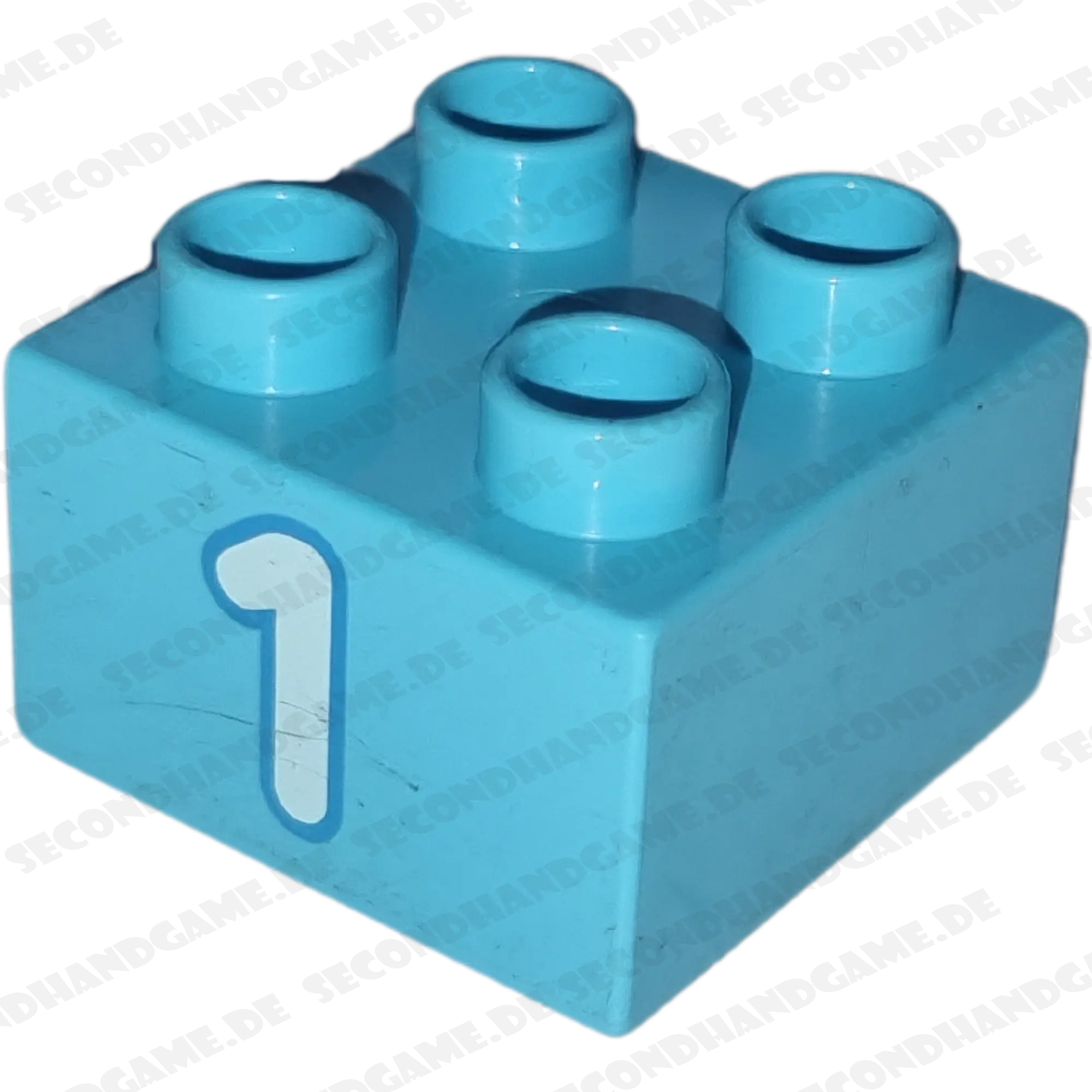 Lego Duplo 2x2 Stein Azur Zahl Eins Weiß