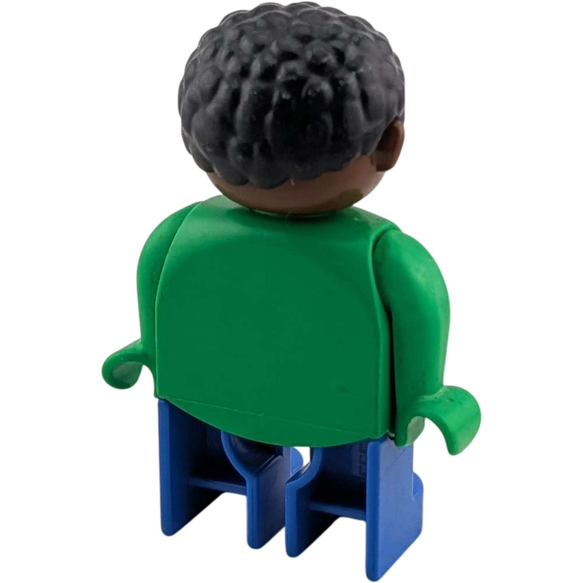 Lego Duplo Figur Mann 47394 dunkler Teint schwarze Locken grüne Jacke mit Reißverschluss blaue Hose, Ansicht 2