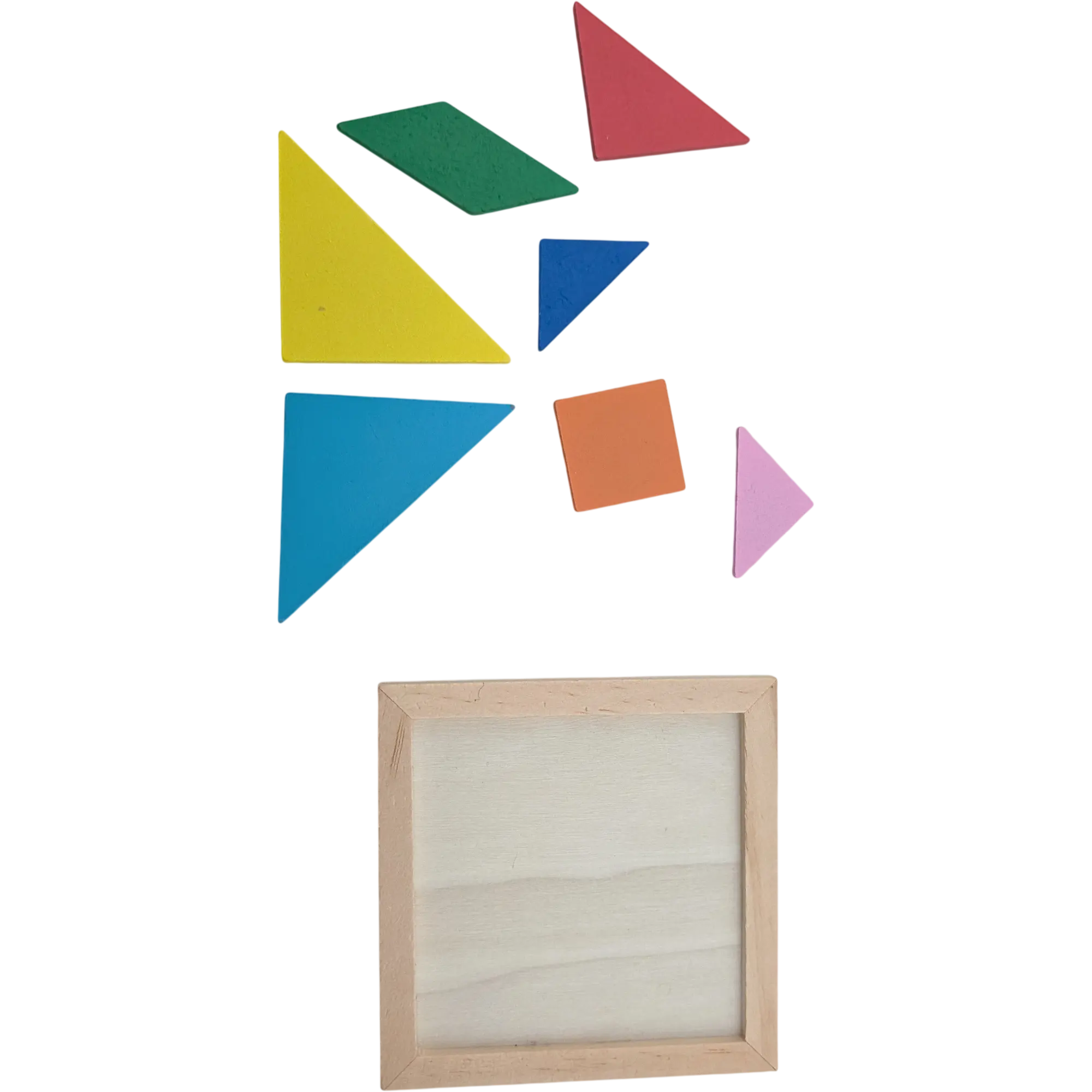 Holz Tangram bunt 7 Teile im Holzrahmen Legespiel, Ansicht 2