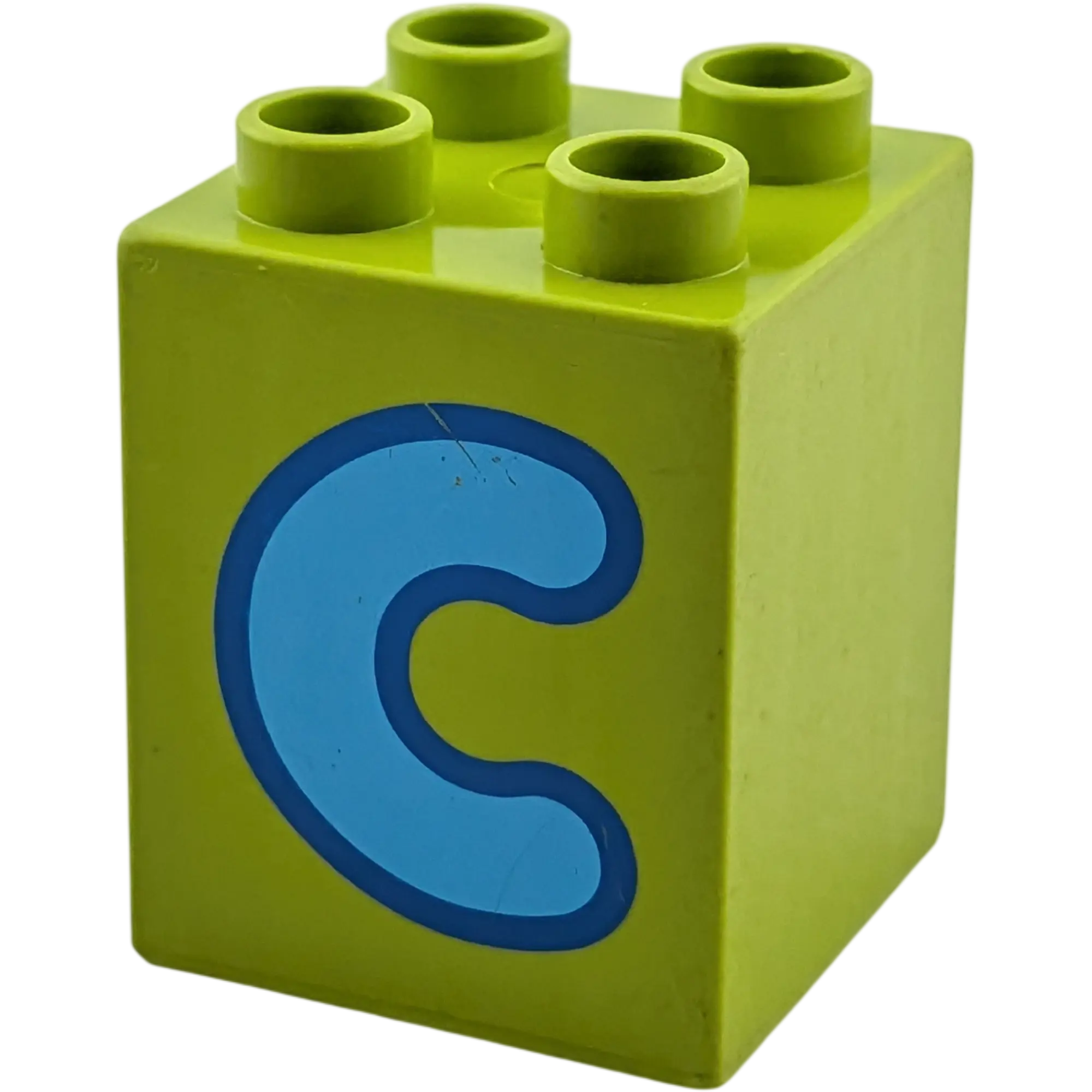 Lego Duplo 2x2x2 Stein Hellgrün Buchstabe C Blau