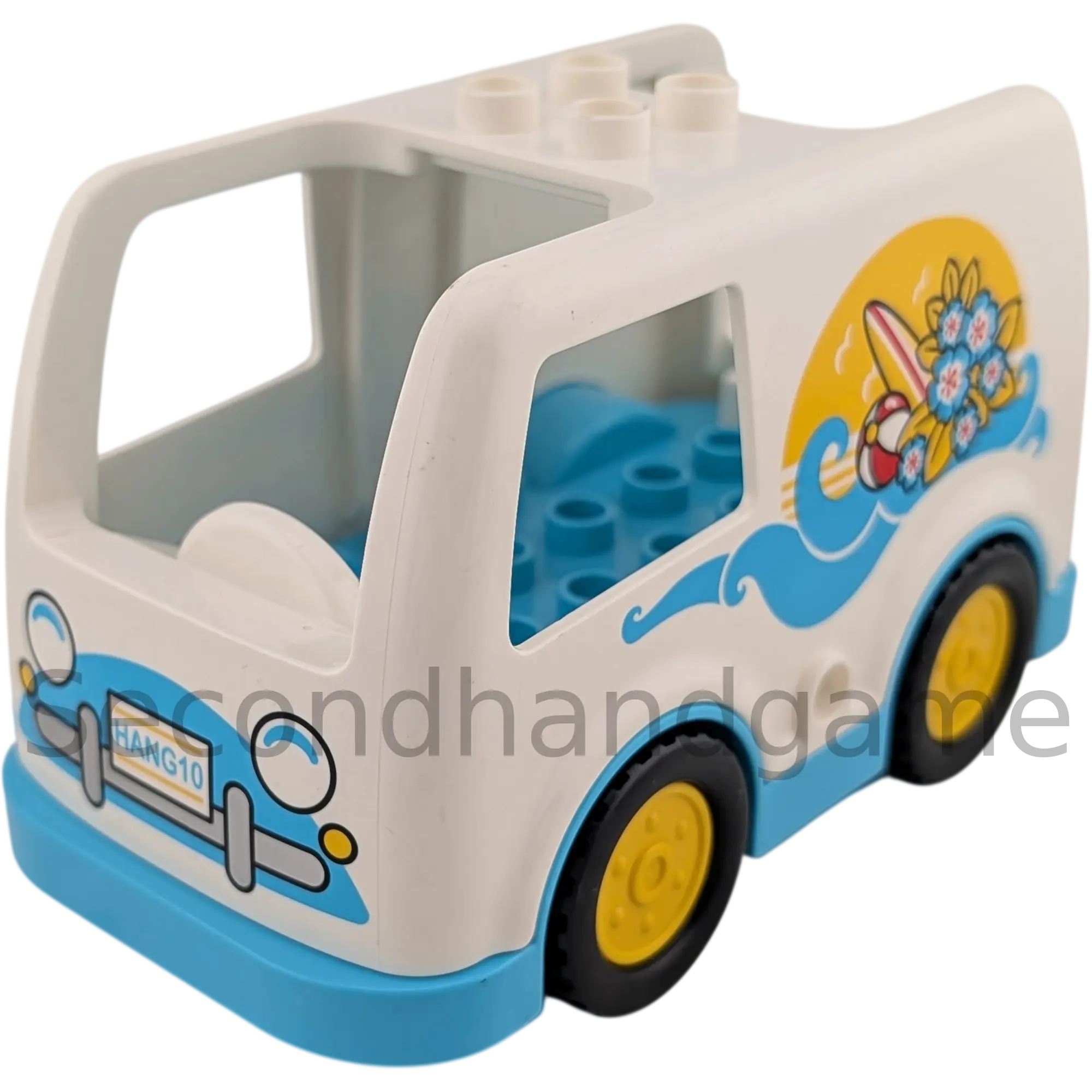 Lego Duplo Bus Unterteil Azur Oberteil Weiß Welle Meer Surfbrett Blume