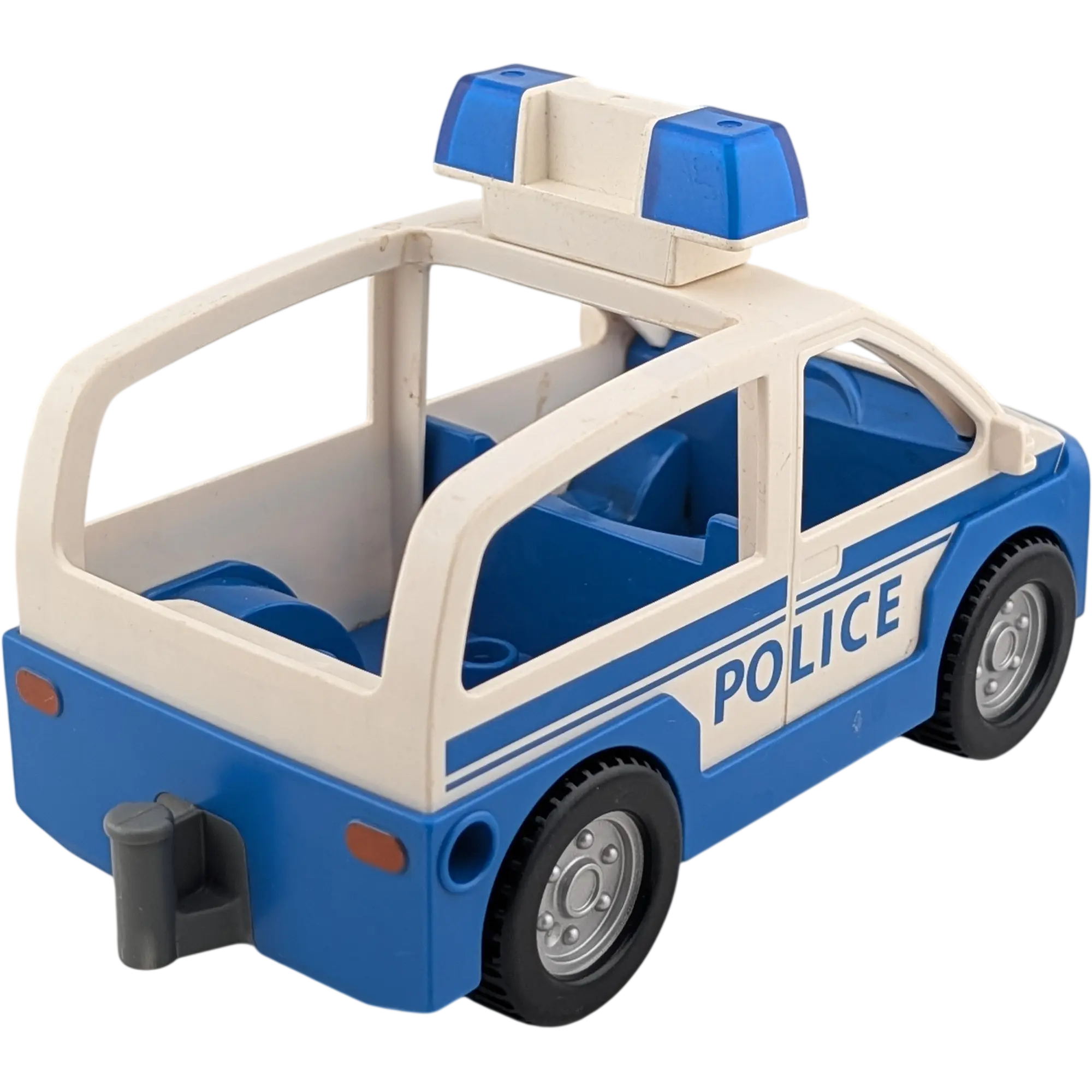 Lego Duplo Polizeiauto Groß Weiß Blau Aufschrift Police mit Blaulicht und Tür, Ansicht 2