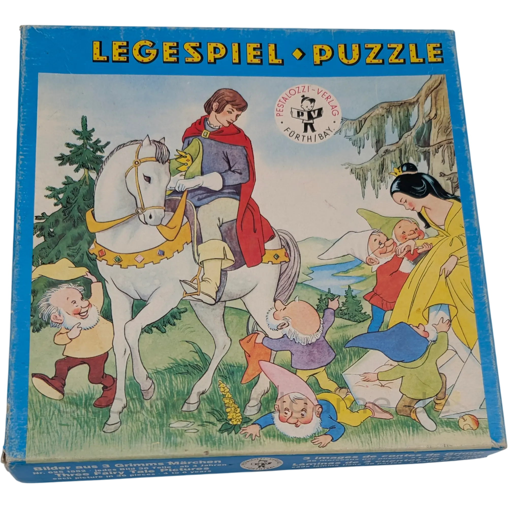 Pestalozzi-Verlag Legespiel-Puzzle Bilder aus 3 Grimms Märchen 3x36 Teile 6251552, ab 4 Jahren