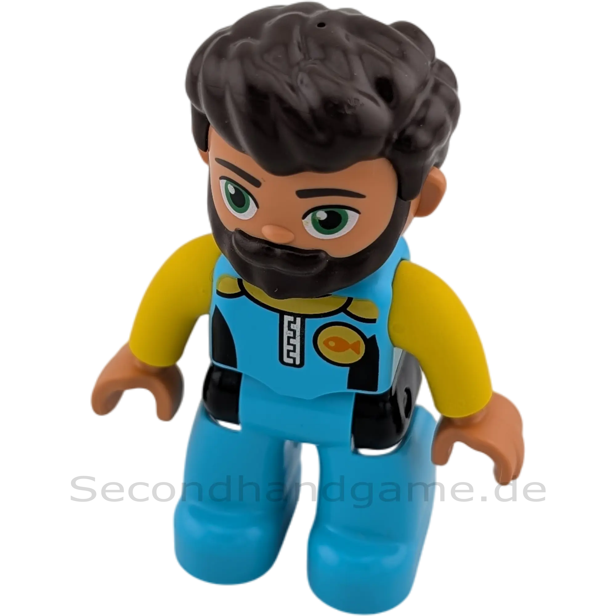 Lego Duplo Figur Mann 415H9 Taucher mit Azurfarbenen Taucheranzug und Bart