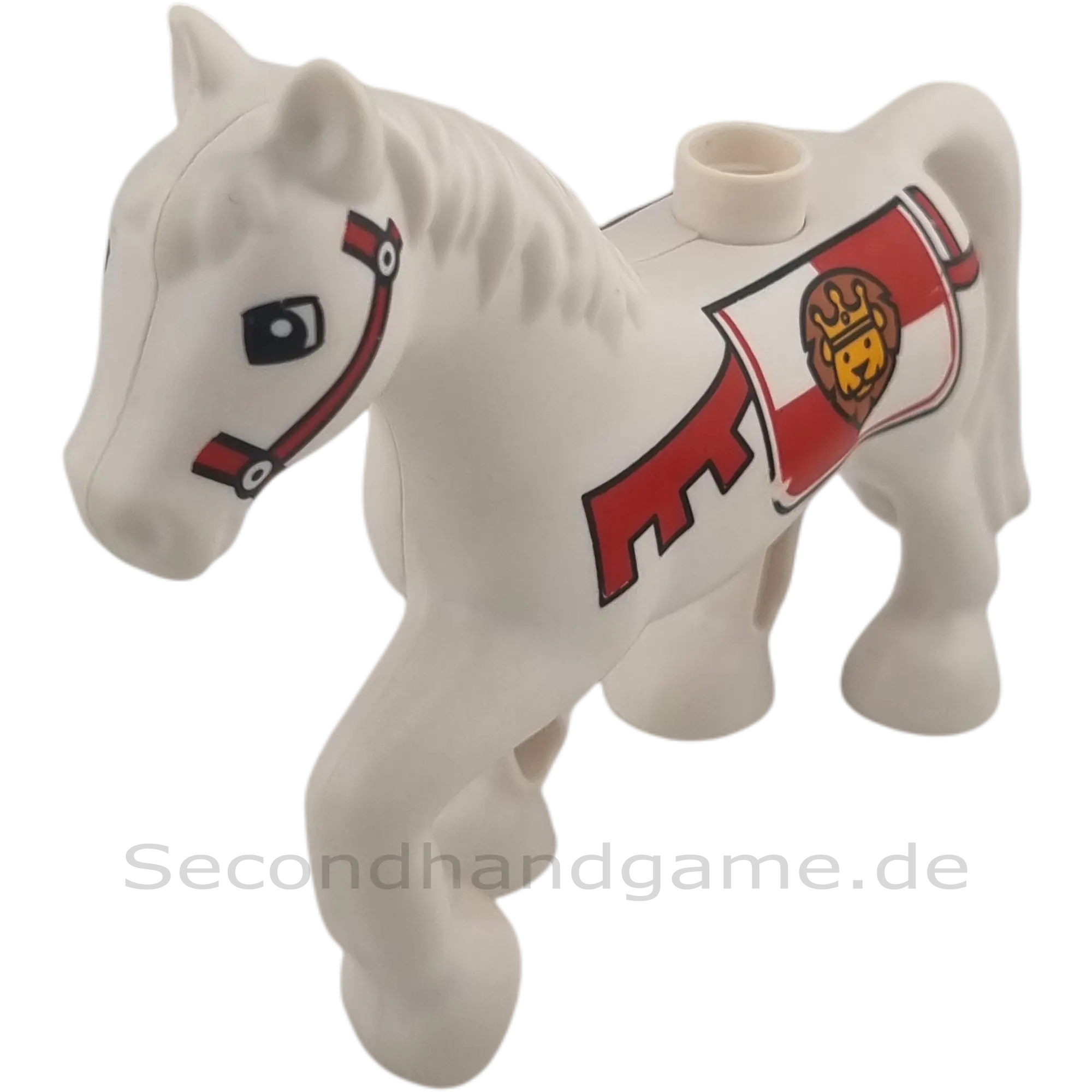 Lego Duplo 15X4 Pferd mit Geschirr Rot Banner Löwe