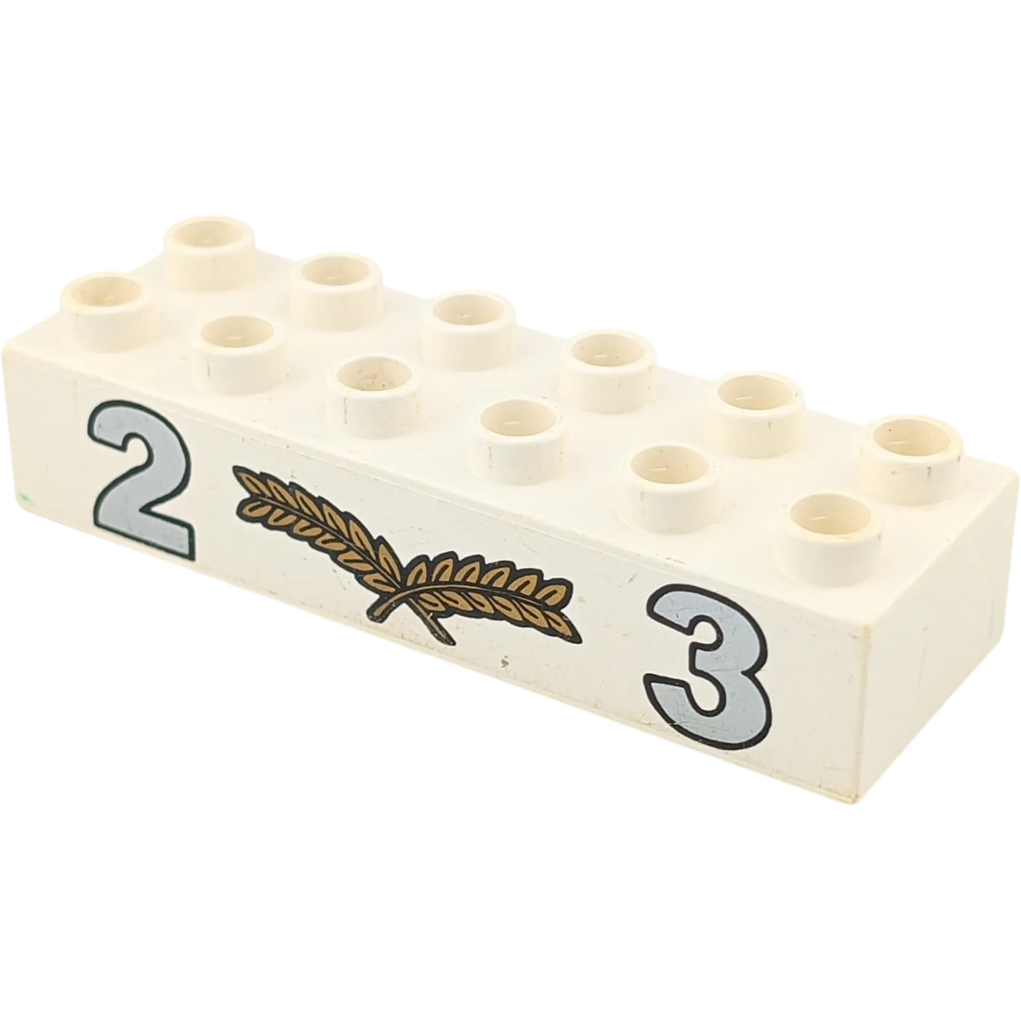 Lego Duplo 2300 Baustein 2x6 Weiß Zwei goldener Farn Drei