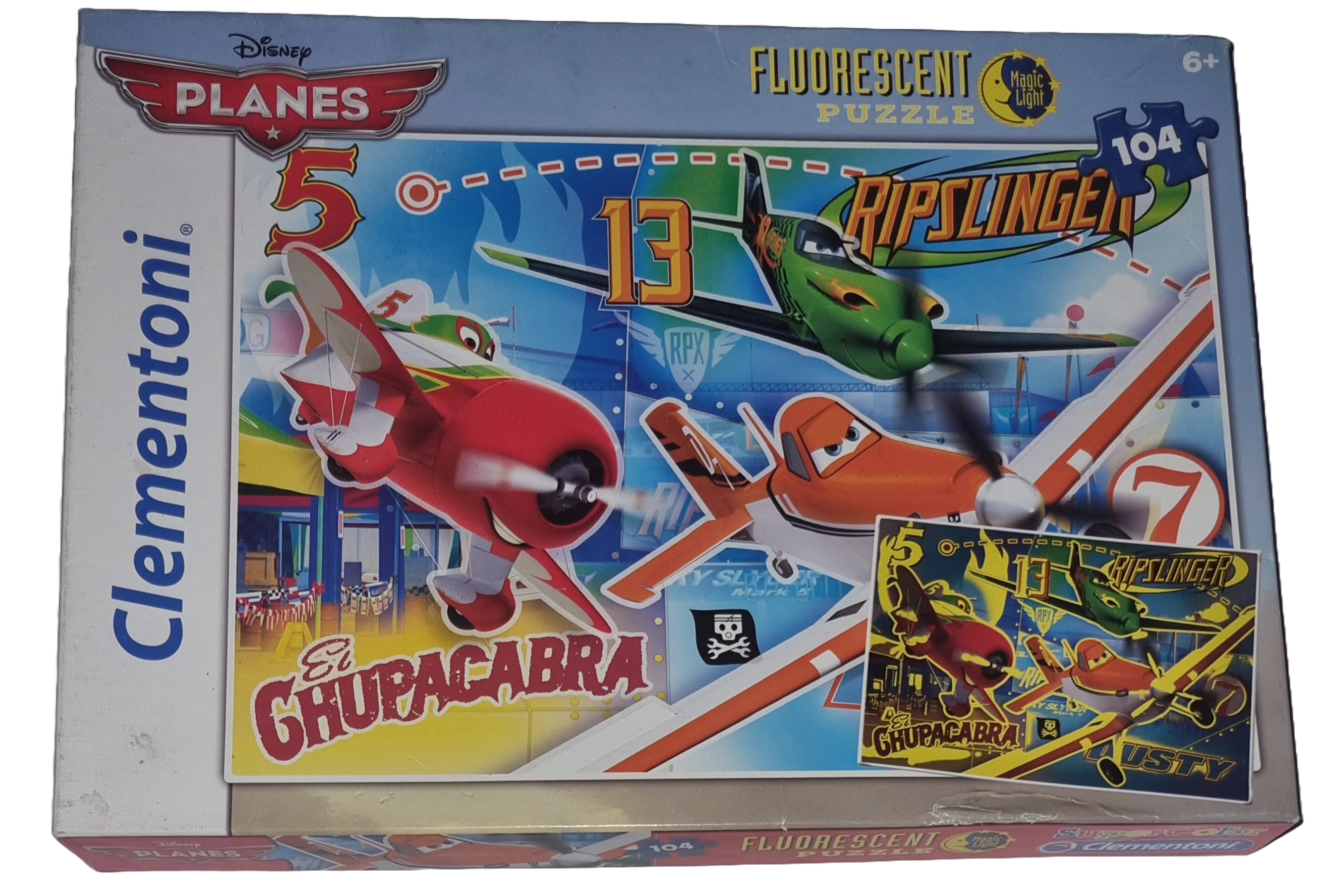 Clementoni Super Color Disney Planes Puzzle 104 Teile 27836 Fluorescent