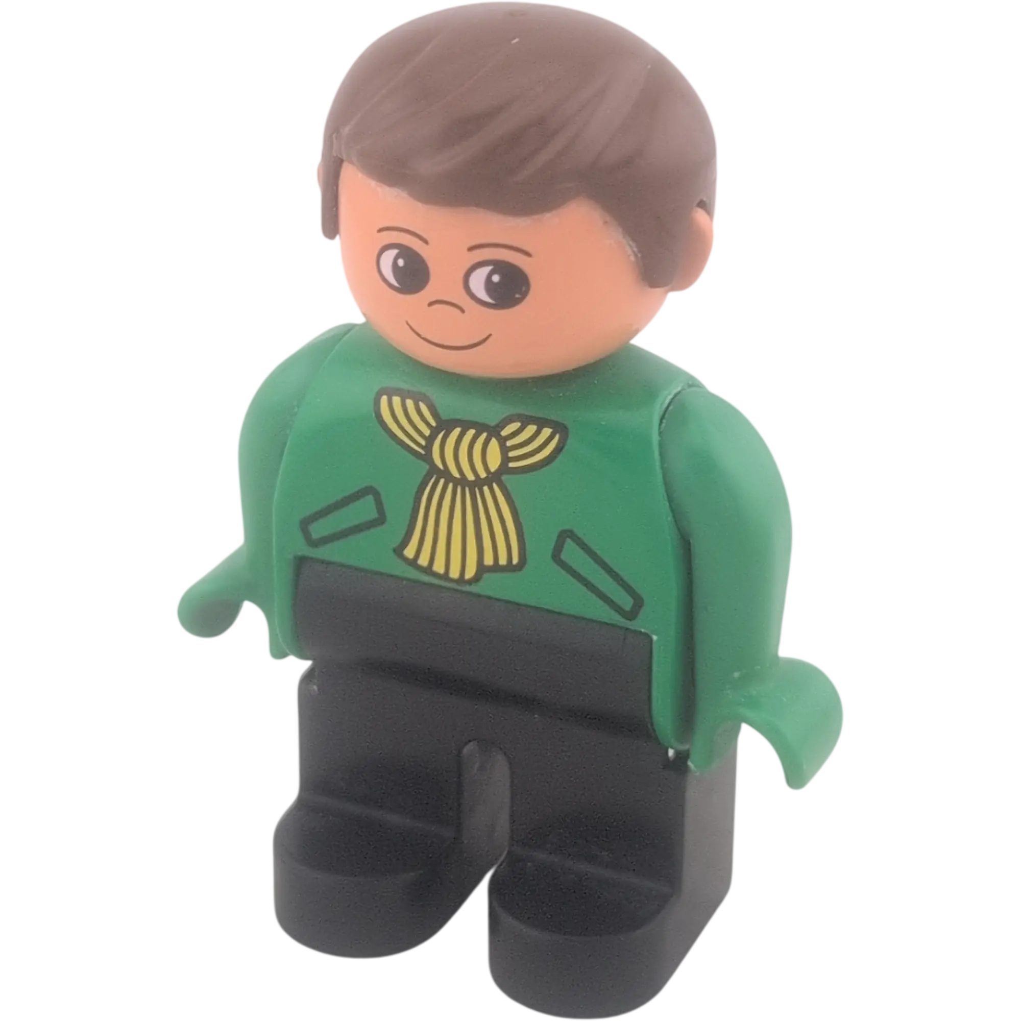 Lego Duplo Mann 4555 Grüne Jacke, schwarze Hose, gelber Schal, braune Haare