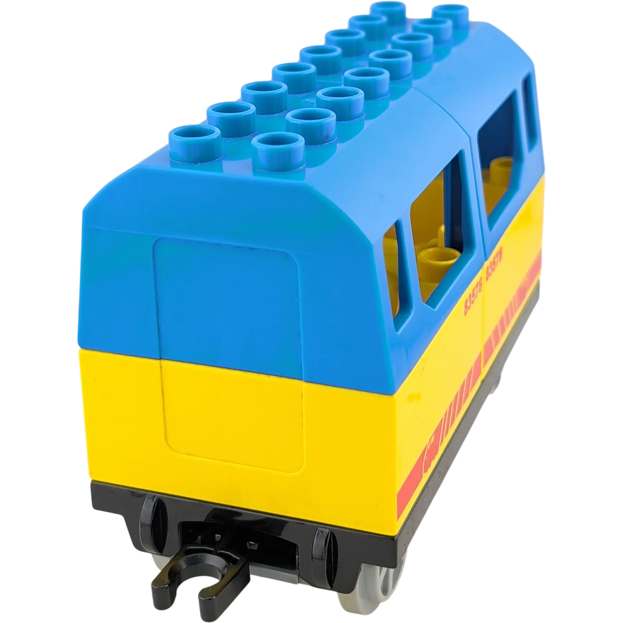 Lego Duplo Eisenbahn Passagieranhänger Blau gelb Nr 52088 Unterteil schwarz