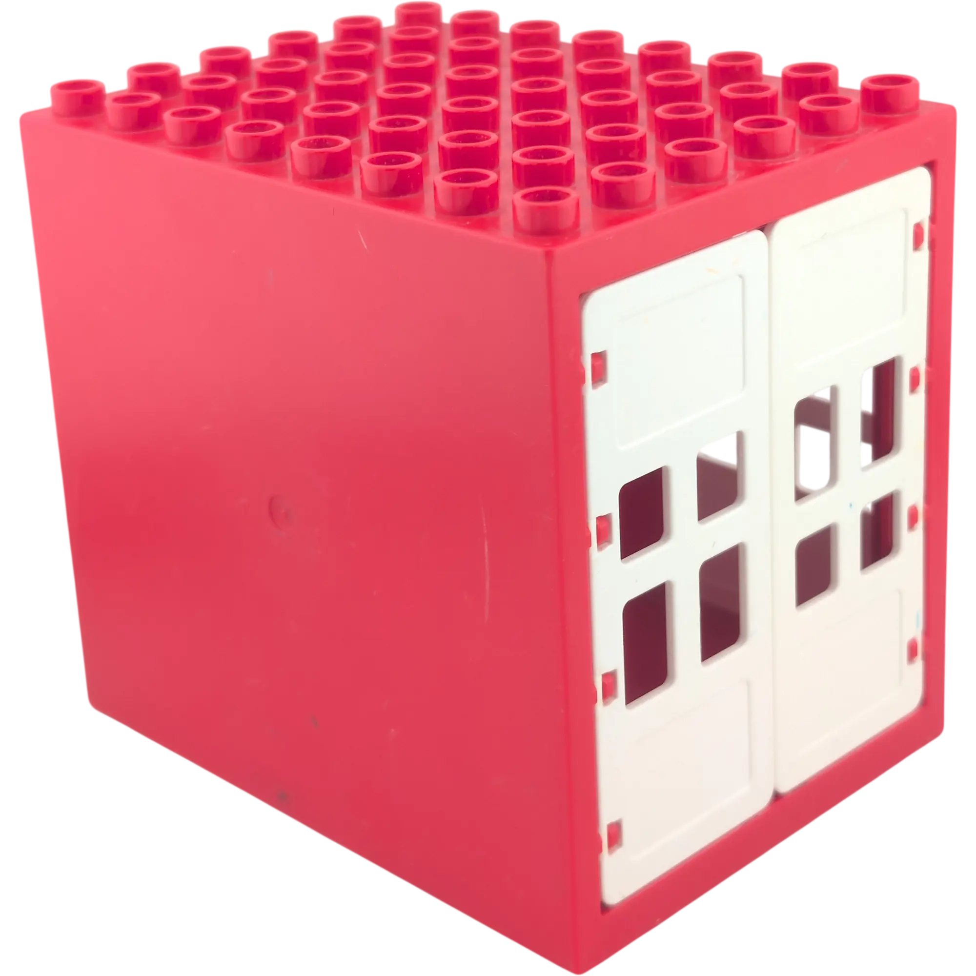 Lego Duplo Rot Verkaufsstand Kiosk Feuerwache mit 5 Türen und einem Fenster Weiß 6x8