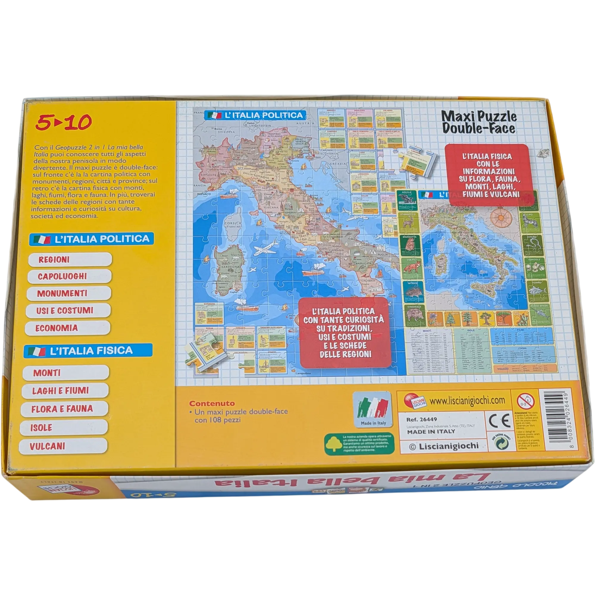 Maxi Puzzle beidseitig bedruckt La mia bella Italia 108 Teile 2in1