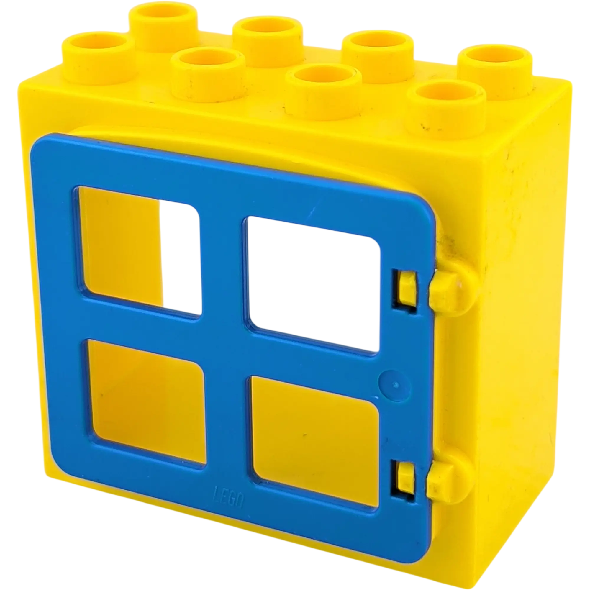 Lego Duplo 2x4 Fensterrahmen Gelb mit 4 dunkelblauen Fenstern