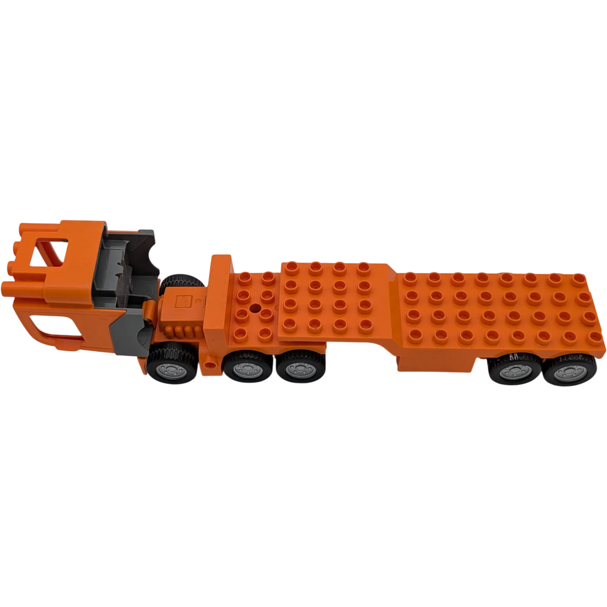 Lego Duplo Lastwagen Orange Führerhaus kippbar mit langem Anhänger