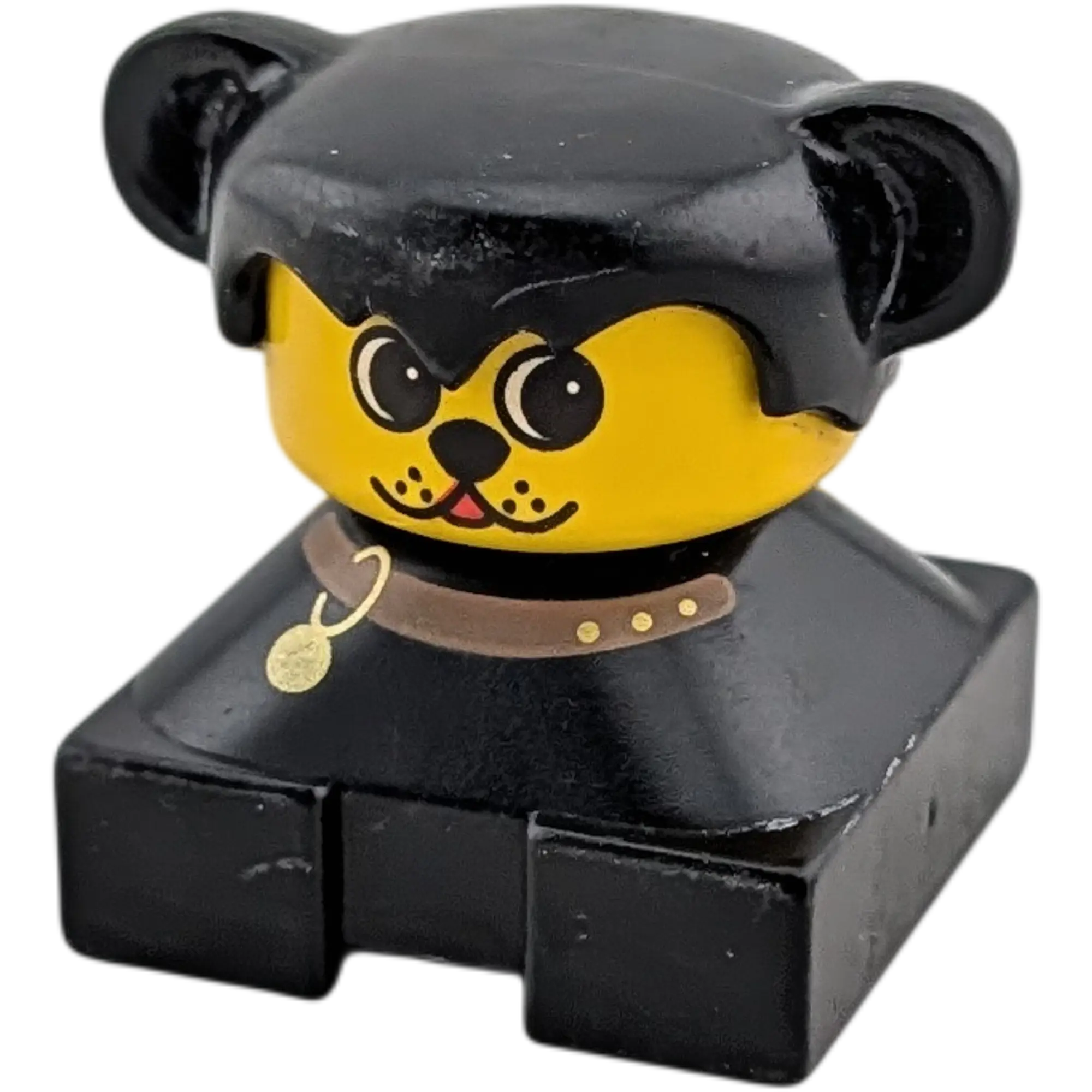 Lego Duplo 2327 ältere Figur Hund Schwarz mit Halsband und Hundemarke