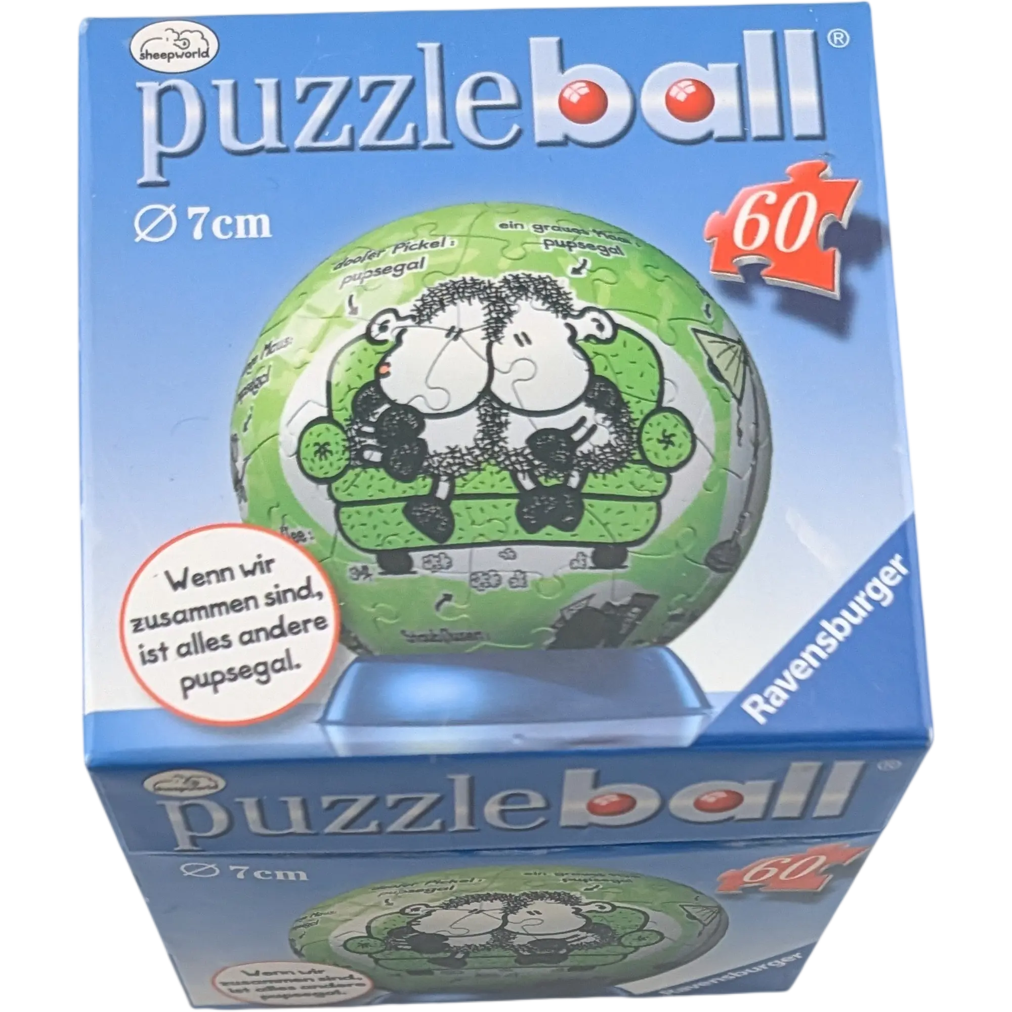 Ravensburger sheepworld Puzzleball 7cm 60 Teile 097043 Wenn wir zusammen sind, ist alles andere pupsegal