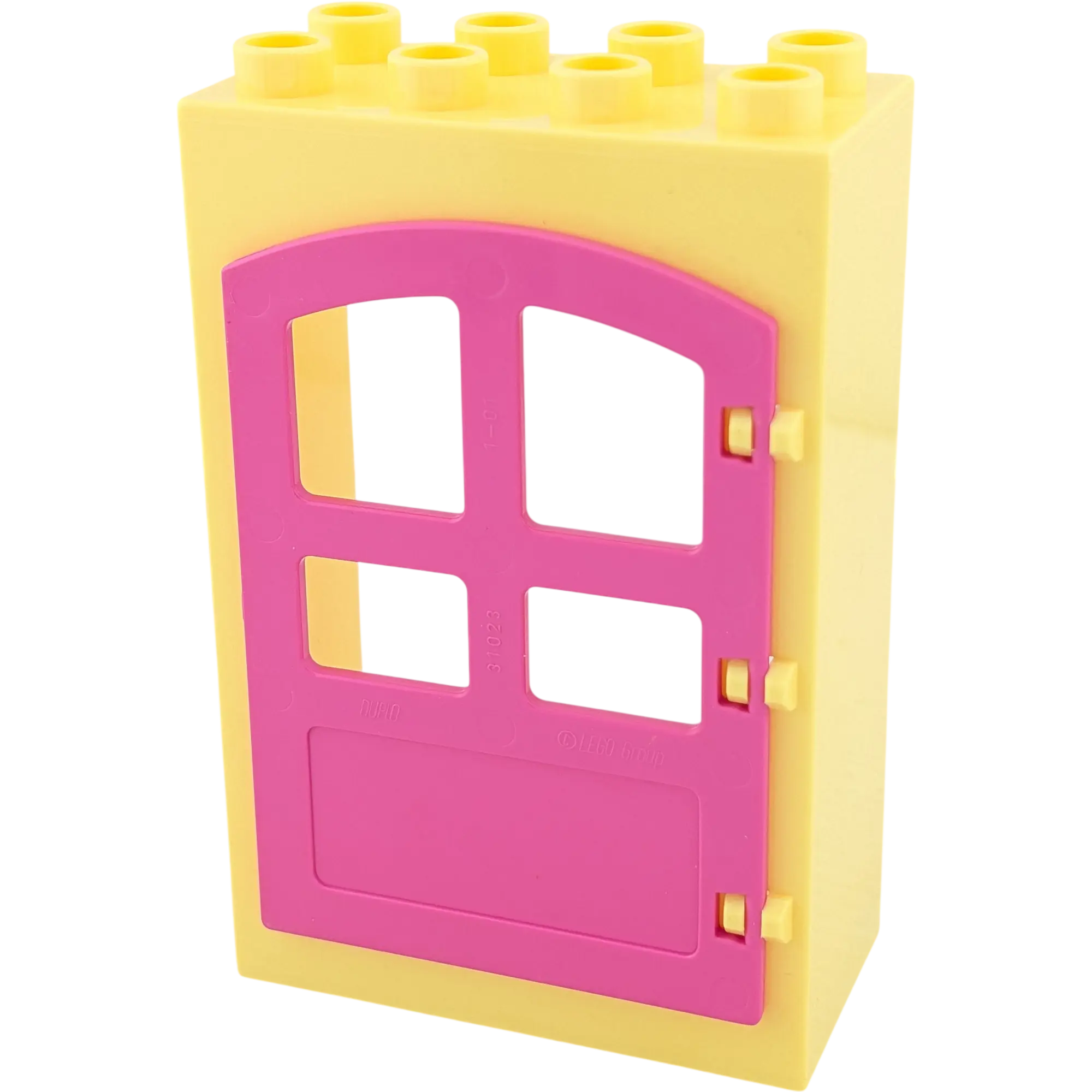 Lego Duplo 2x4 Hauswand Hellgelb mit Tür Pink gebogen