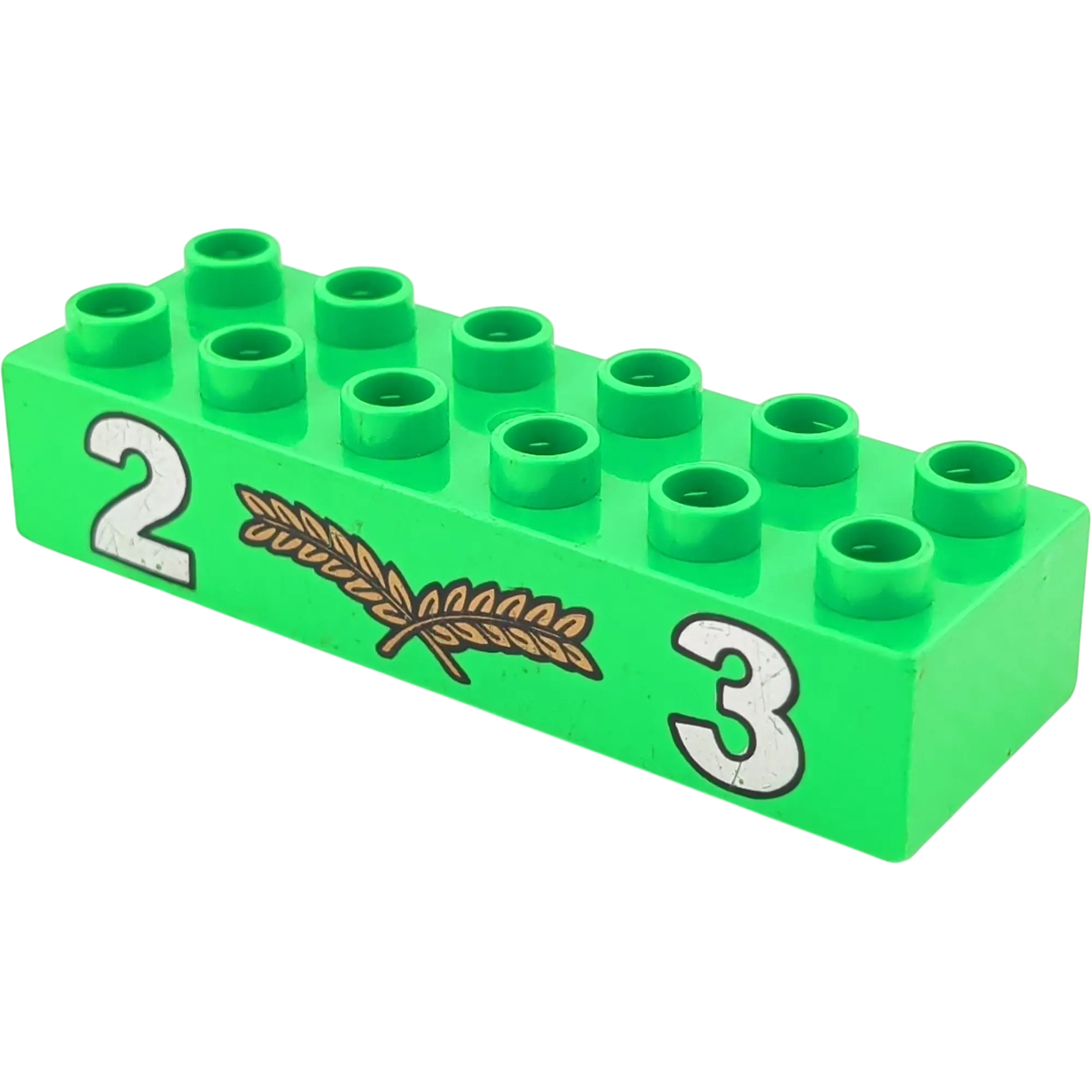 Lego Duplo 2300 Baustein 2x6 Mittelgrün Zwei goldener Farn Drei