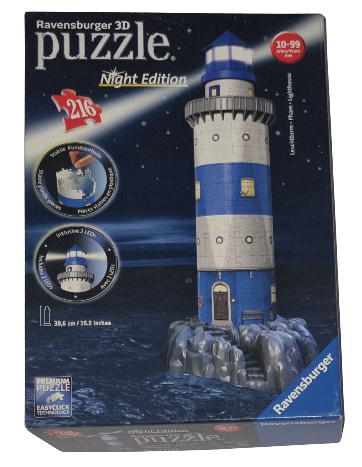 Ravensburger 3D Puzzle Night Edition 216 Teile 125777 Leuchtturm bei Nacht