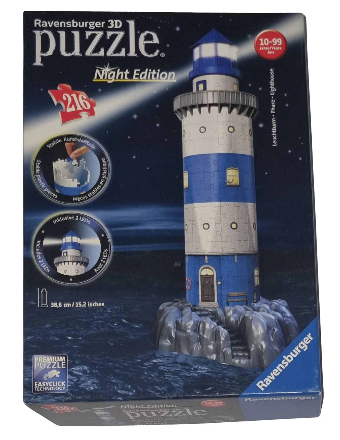 Ravensburger 3D Puzzle Night Edition 216 Teile 125777 Leuchtturm bei Nacht