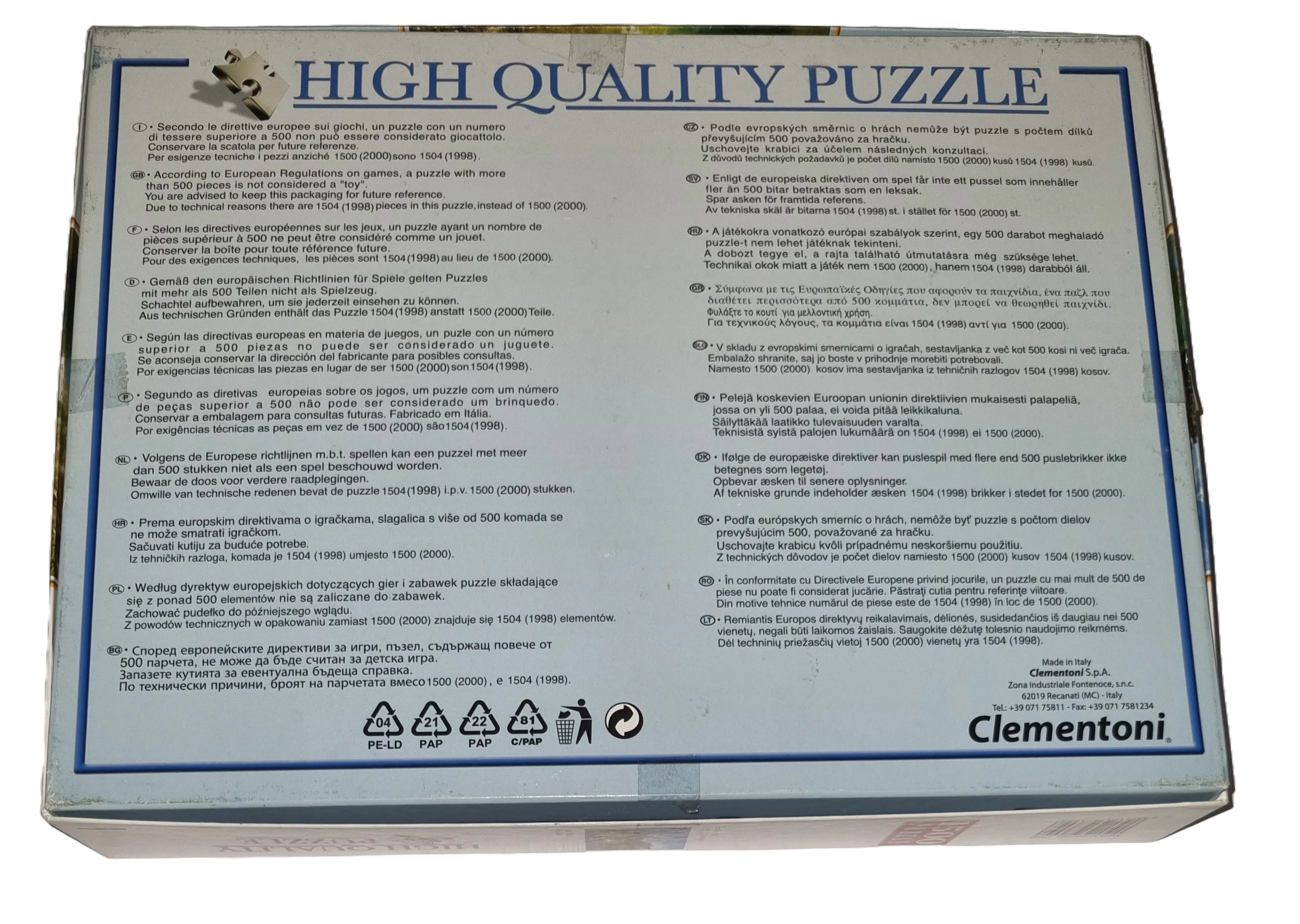 Clementoni High Quality Puzzle 1500 Teile 97692 Blue Lake