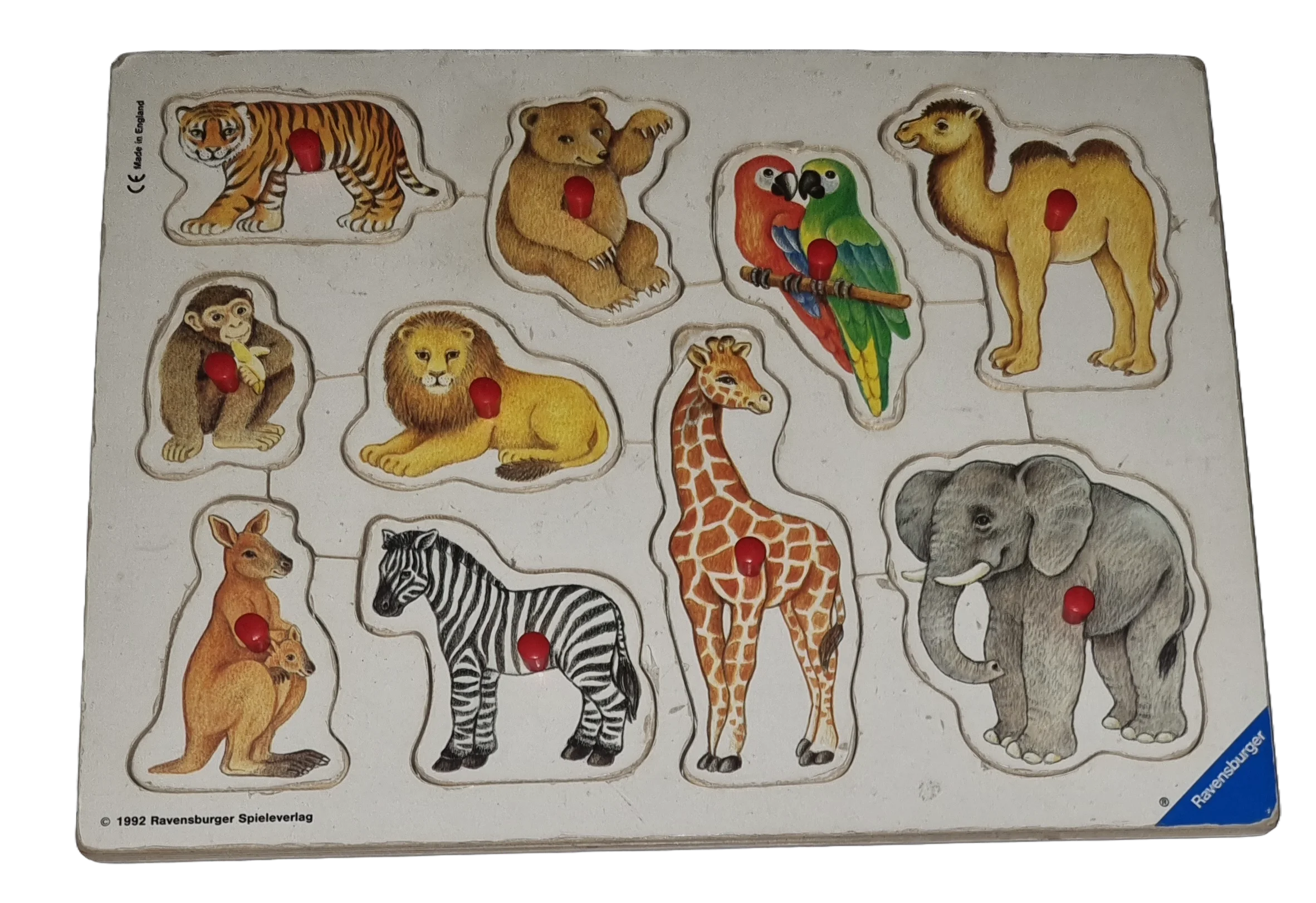 Ravensburger Holzpuzzle mit Griff 10 Teile von 1992 Tiere aus Afrika