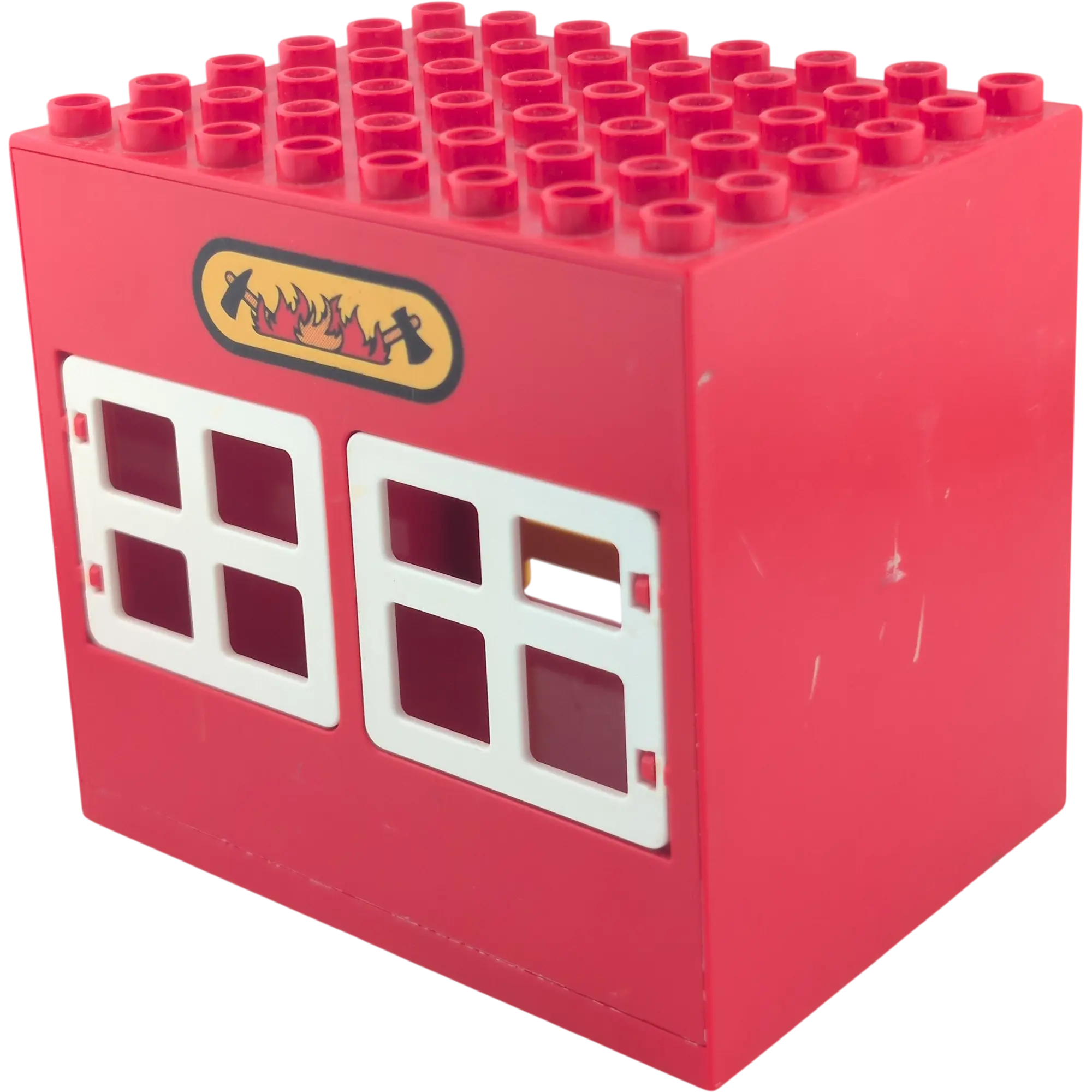 Lego Duplo Rot Feuerwache mit 2 Türen und zweiß Fenster Weiß 6x8 