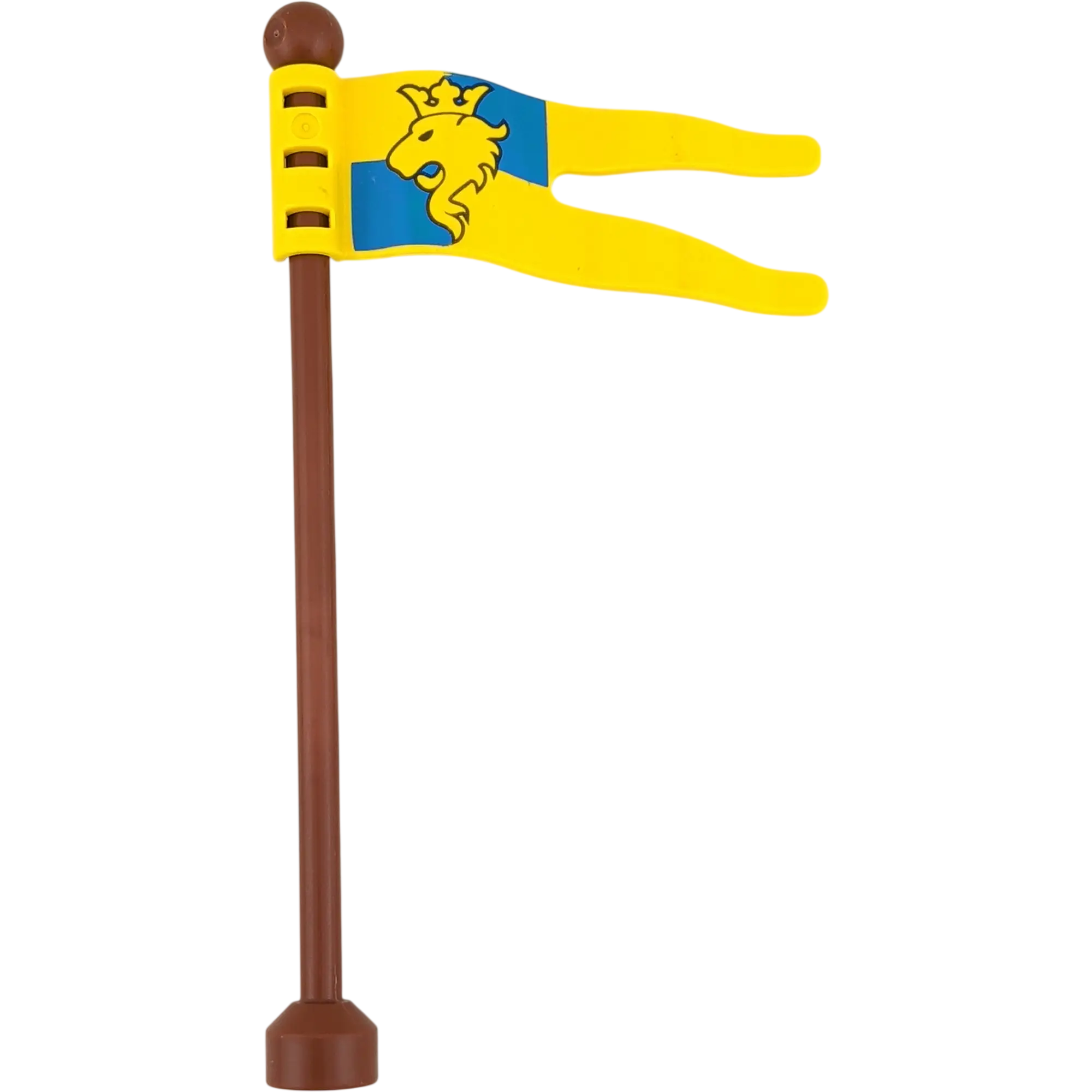 Lego Duplo 51708 Fahnenstange / Mast 1x9 – Rotbraun mit Flage Löwenkopf Gelb Blau