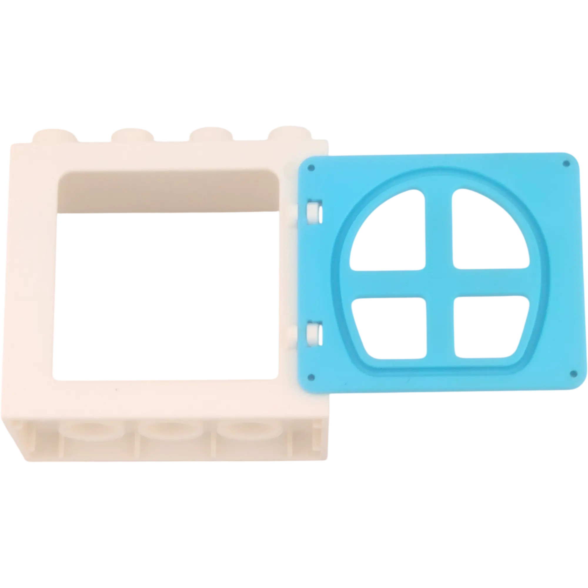 Lego Duplo 61649 Fensterrahmen Weiß mit vier kleinen Fenstern Azur 2x4 Rundfenster
