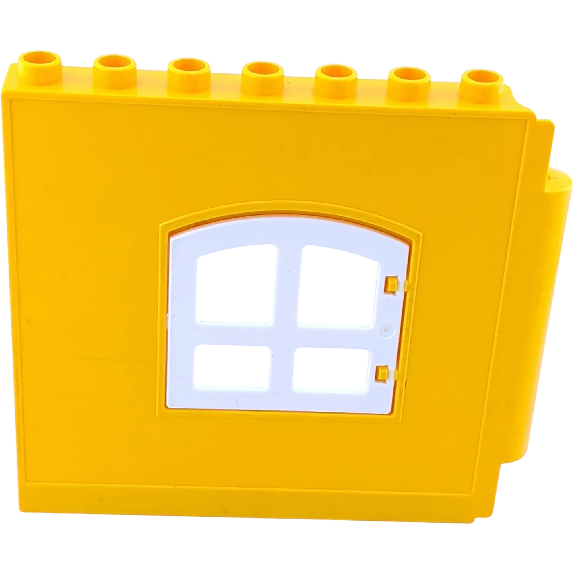 Lego Duplo Hauswand gelborange mit weißem runden Fenster