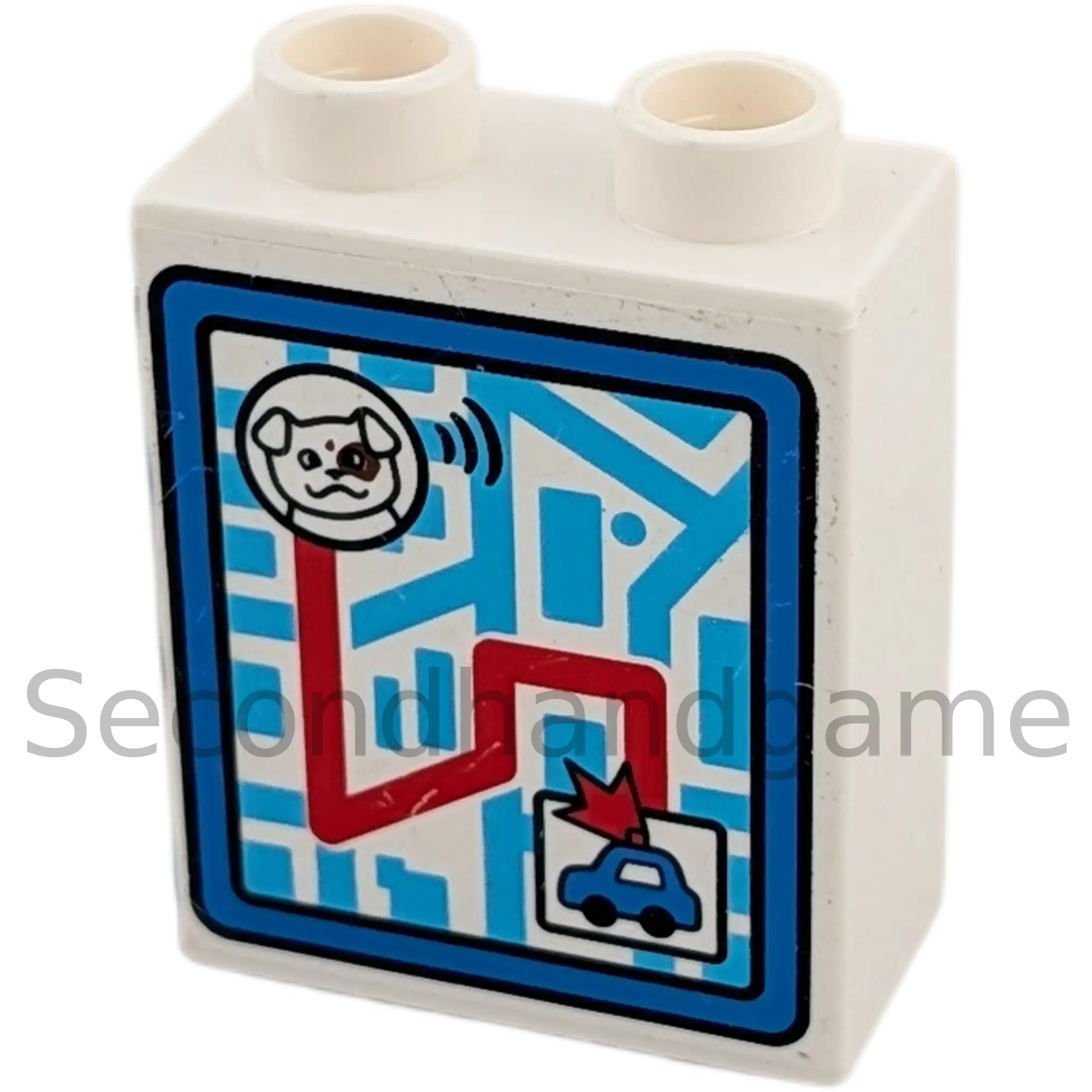 Lego Duplo 1x2 Stein Weiß mit Karte Wegbeschreibung Maps Hund