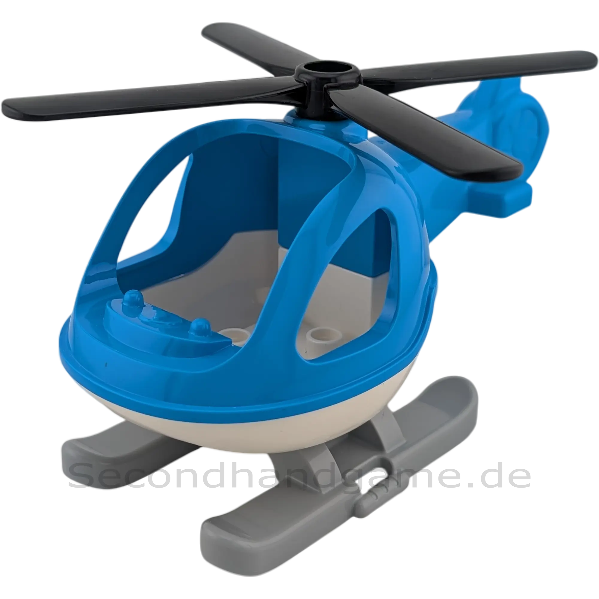 Lego Duplo Hubschrauber Blau Weiß Grau schwarzer Propeller